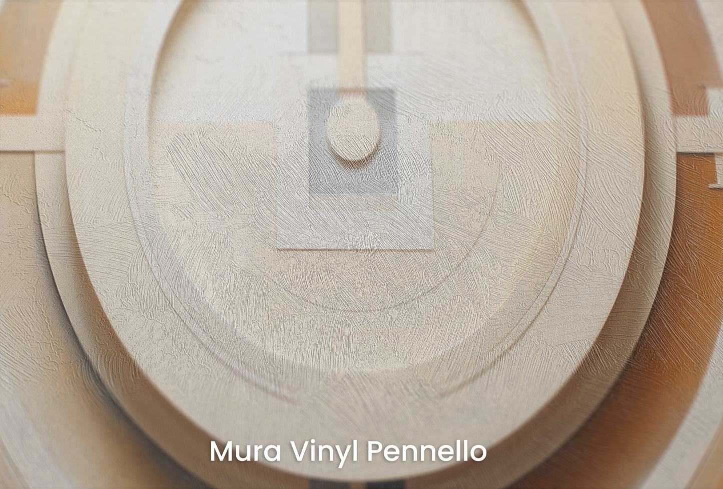 Zbliżenie na artystyczną fototapetę o nazwie CUBIST CONCENTRIC SPLENDOR na podłożu Mura Vinyl Pennello - faktura pociągnięć pędzla malarskiego.