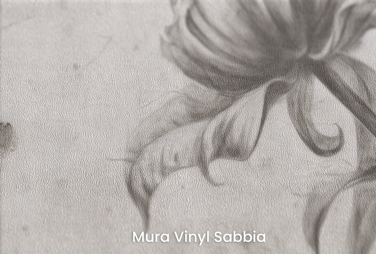 Zbliżenie na artystyczną fototapetę o nazwie GRACEFUL SOLITUDE na podłożu Mura Vinyl Sabbia struktura grubego ziarna piasku.