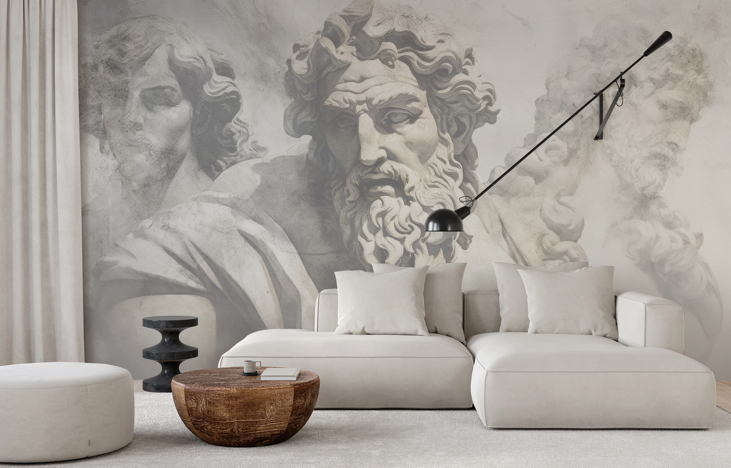 Wzór fototapety artystycznej o nazwie Zeus's Contemplation pokazanej w aranżacji wnętrza.