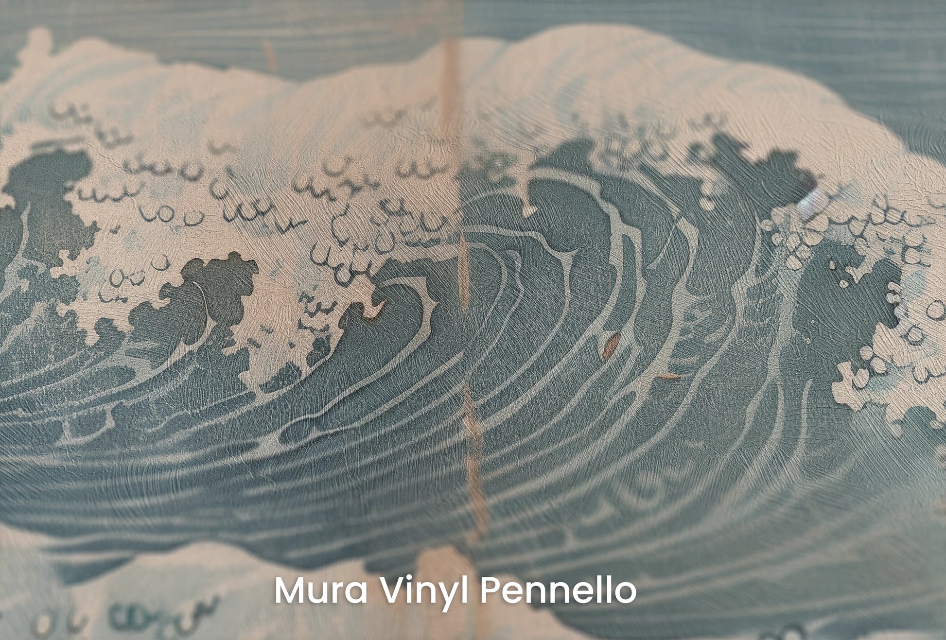 Zbliżenie na artystyczną fototapetę o nazwie Mount Fuji Calm na podłożu Mura Vinyl Pennello - faktura pociągnięć pędzla malarskiego.