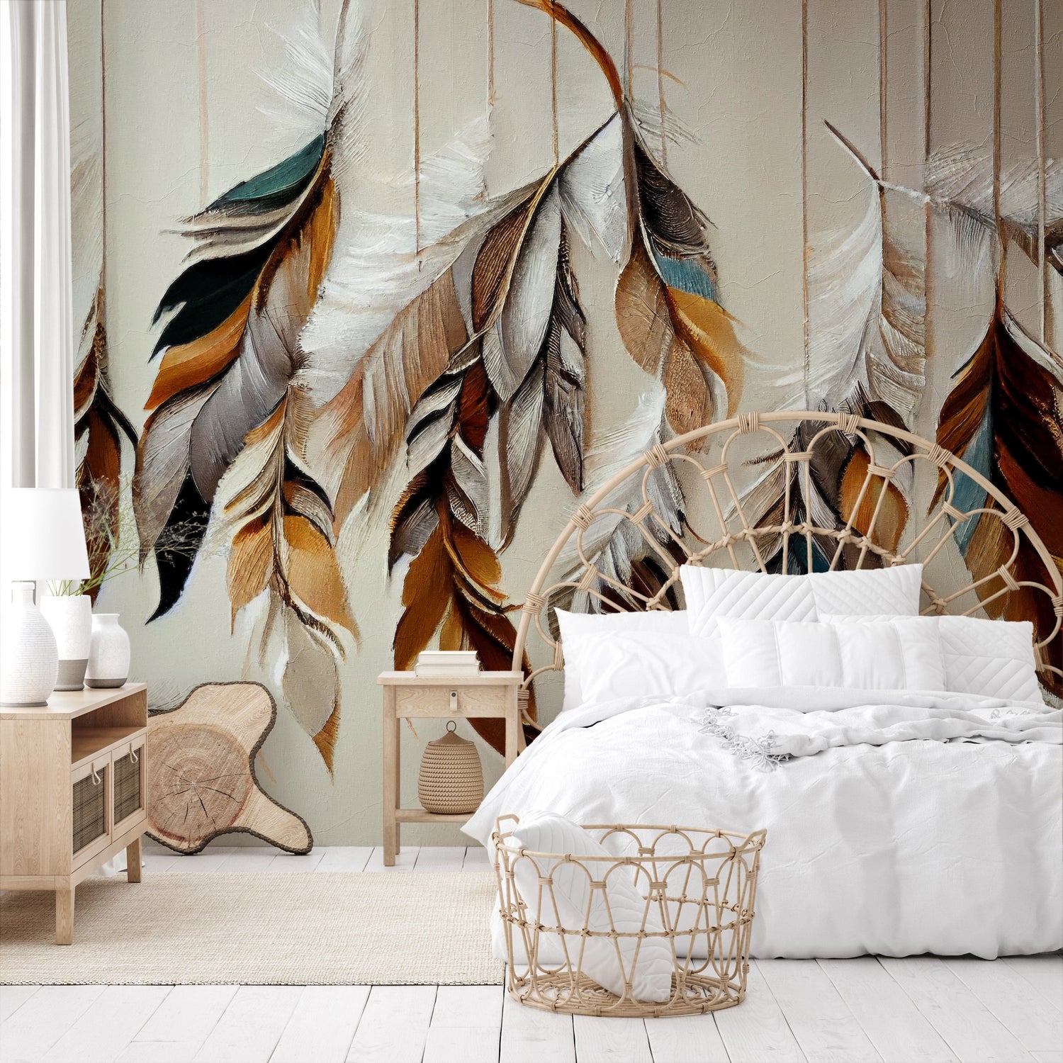 Wzór fototapety artystycznej o nazwie Twilight Flight pokazanej w aranżacji wnętrza.