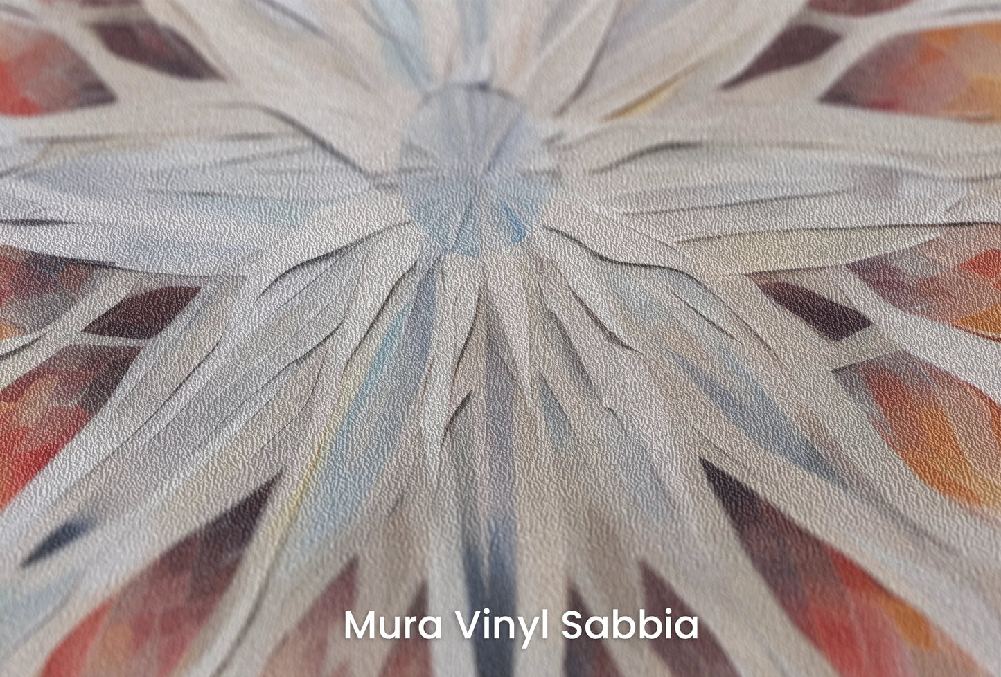 Zbliżenie na artystyczną fototapetę o nazwie Ice Flower na podłożu Mura Vinyl Sabbia struktura grubego ziarna piasku.