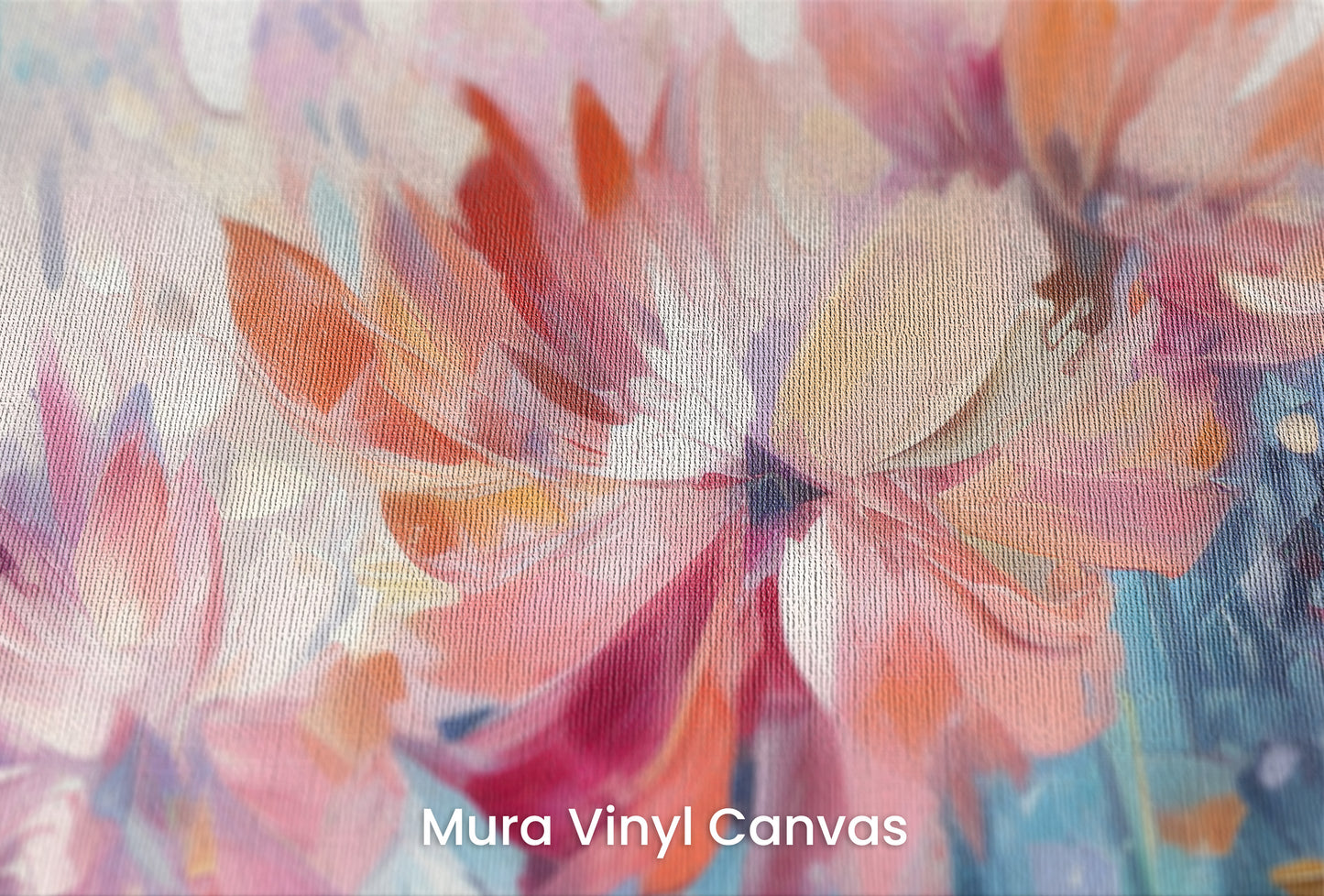 Zbliżenie na artystyczną fototapetę o nazwie Floral Watercolor Fantasy na podłożu Mura Vinyl Canvas - faktura naturalnego płótna.