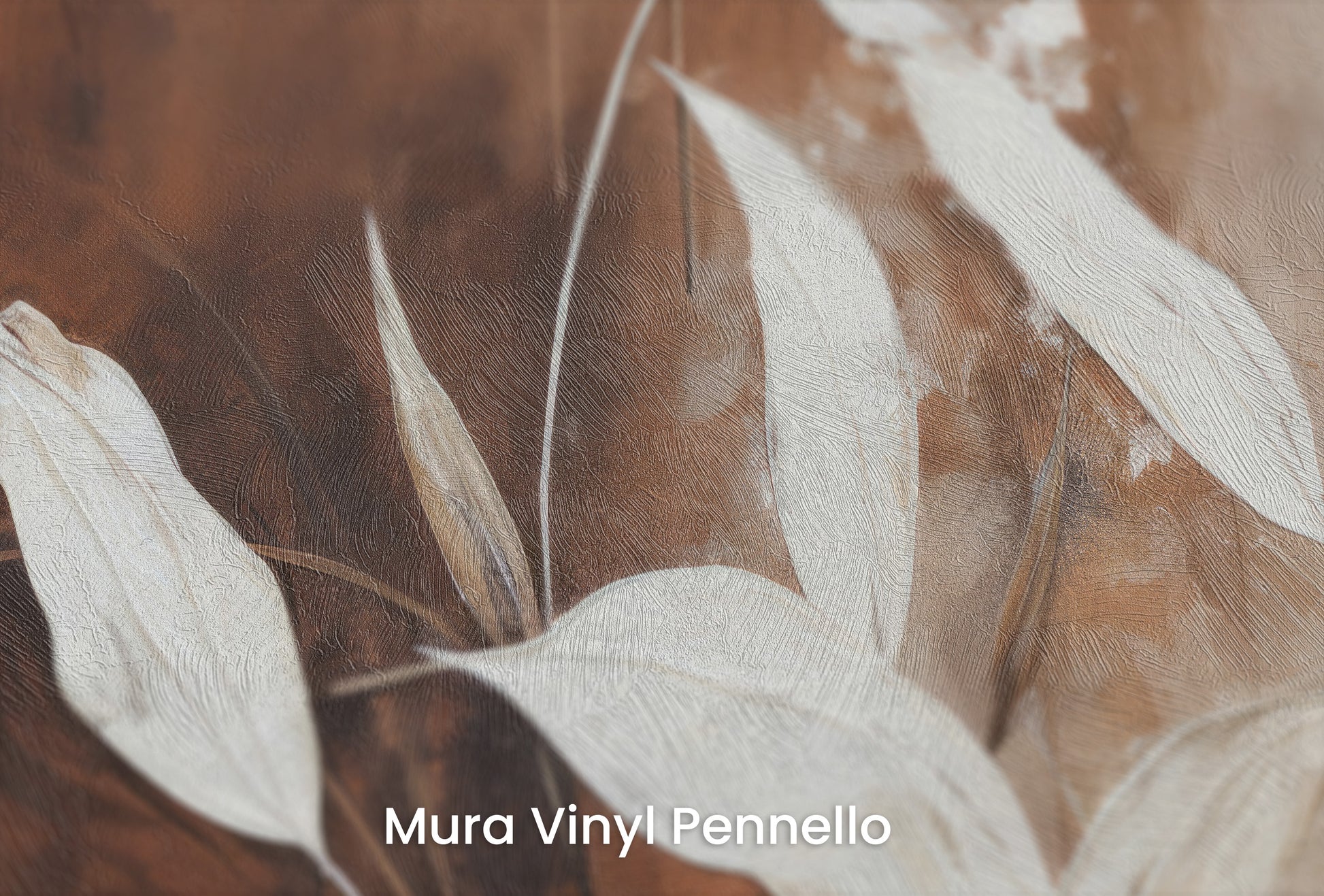 Zbliżenie na artystyczną fototapetę o nazwie Elegant Stems na podłożu Mura Vinyl Pennello - faktura pociągnięć pędzla malarskiego.