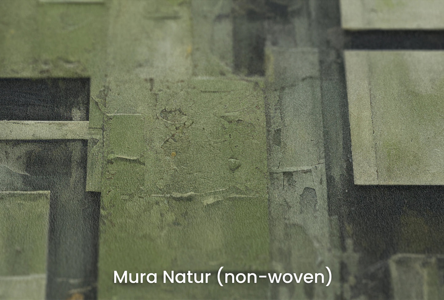 Zbliżenie na artystyczną fototapetę o nazwie Green Geometry #2 na podłożu Mura Natur (non-woven) - naturalne i ekologiczne podłoże.