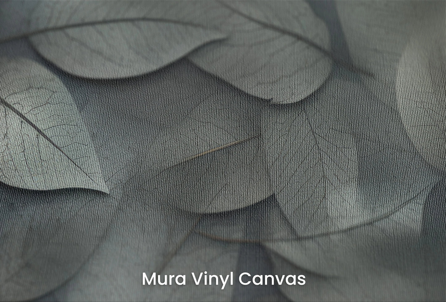 Zbliżenie na artystyczną fototapetę o nazwie Whispering Leaves #3 na podłożu Mura Vinyl Canvas - faktura naturalnego płótna.