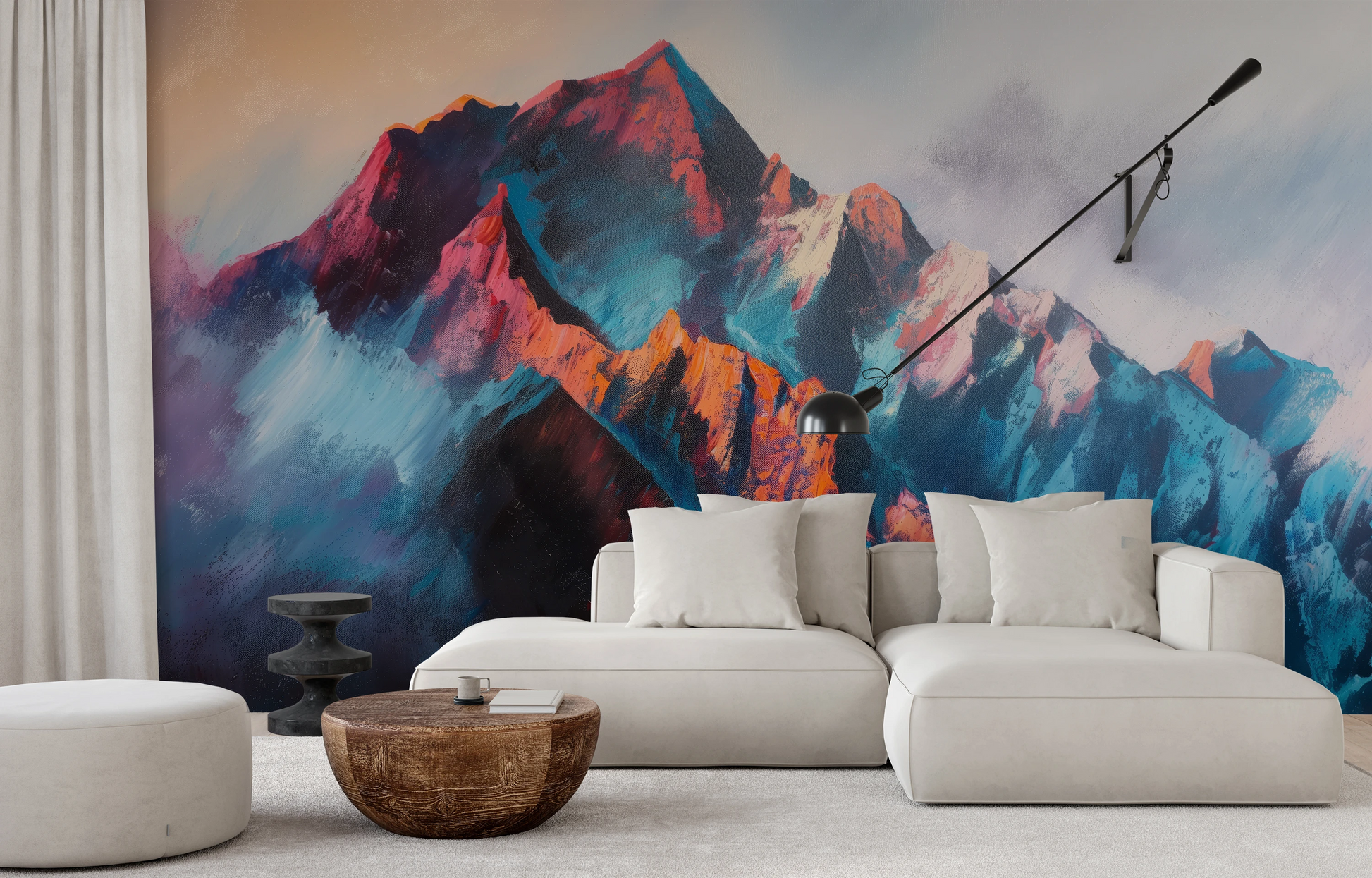 Fototapeta malowana o nazwie Colorful Summit pokazana w aranżacji wnętrza.