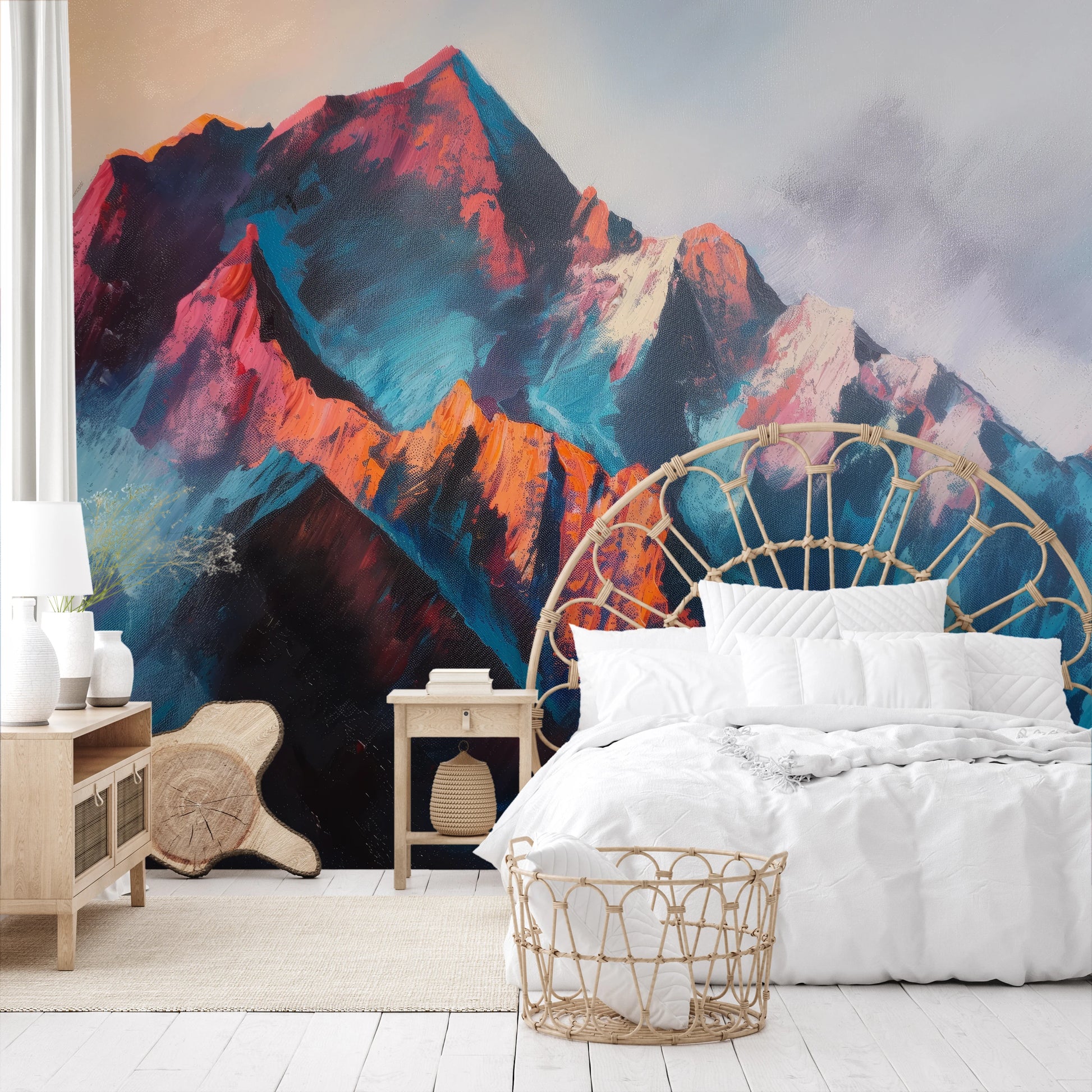 Wzór fototapety o nazwie Colorful Summit pokazanej w kontekście pomieszczenia.