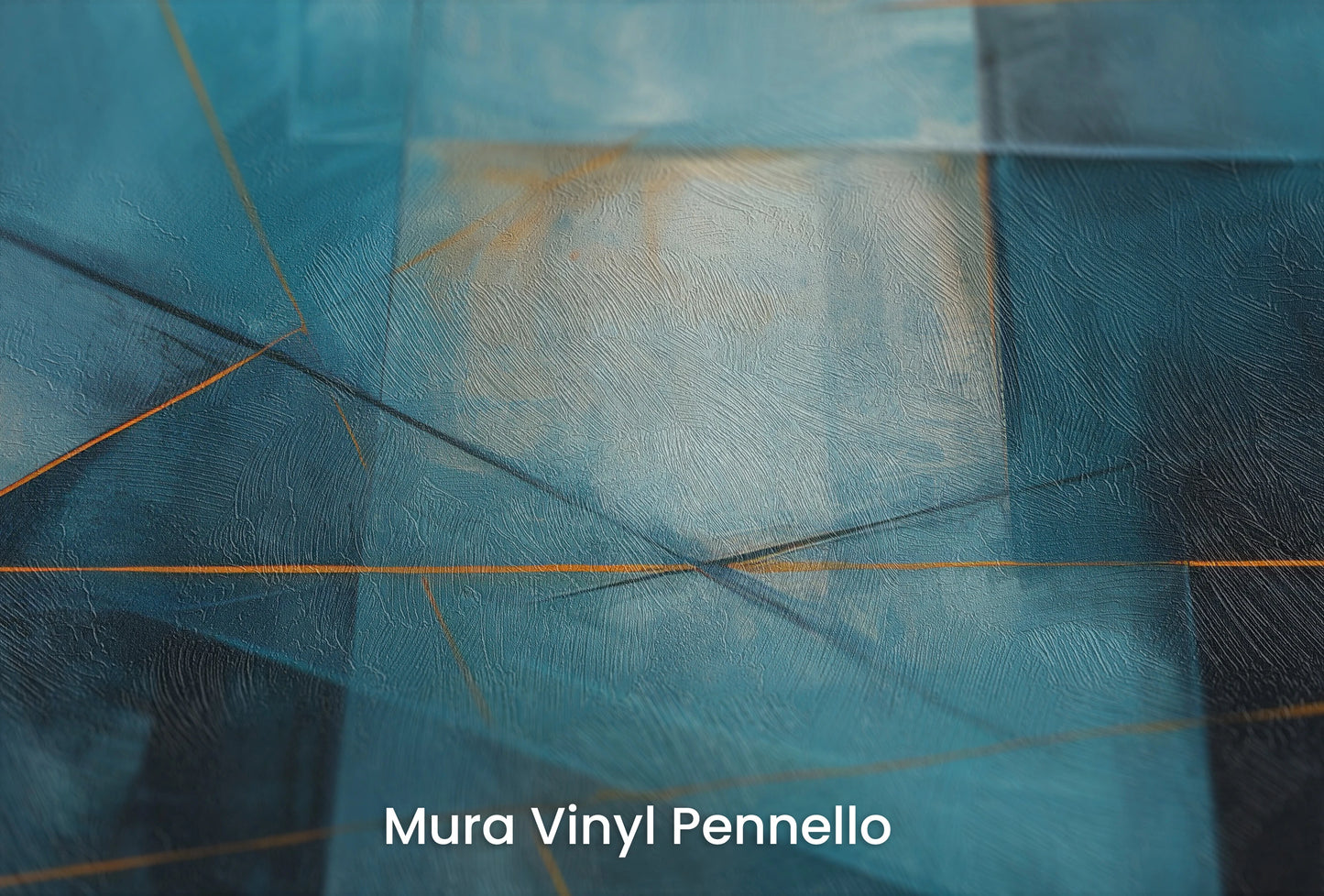 Zbliżenie na artystyczną fototapetę o nazwie Azure Intersection na podłożu Mura Vinyl Pennello - faktura pociągnięć pędzla malarskiego.