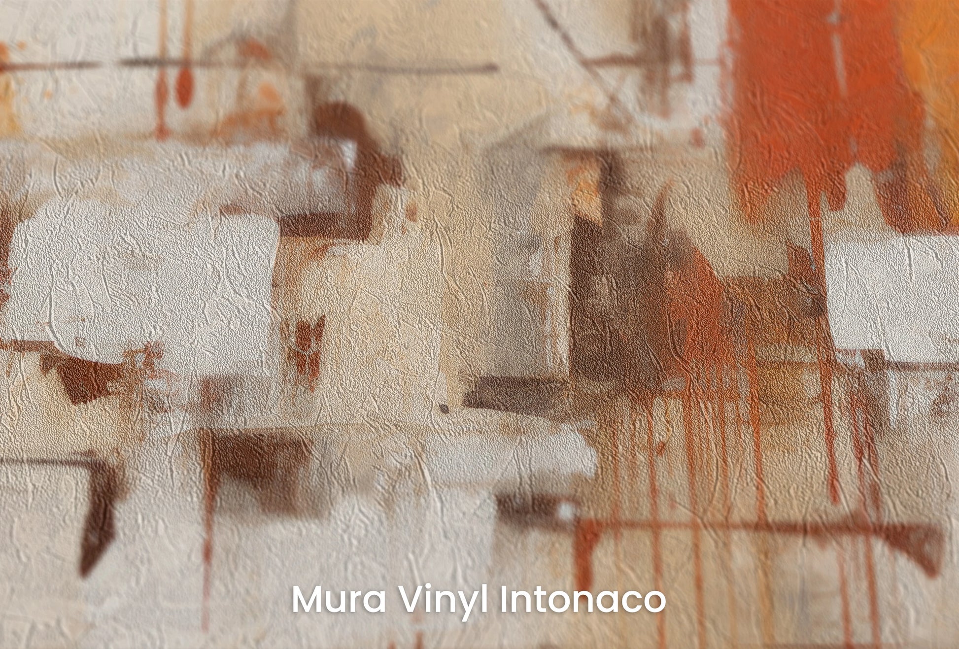 Zbliżenie na artystyczną fototapetę o nazwie Autumnal Abstract na podłożu Mura Vinyl Intonaco - struktura tartego tynku.