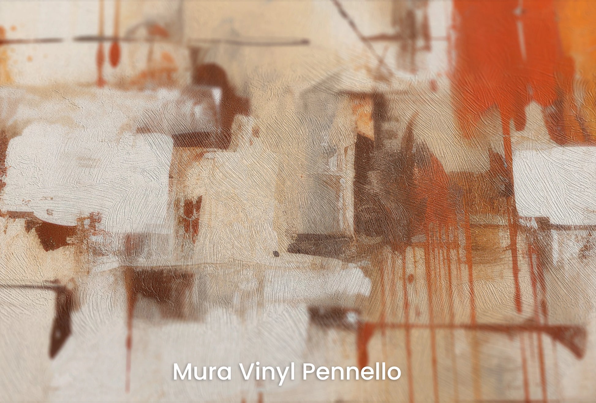 Zbliżenie na artystyczną fototapetę o nazwie Autumnal Abstract na podłożu Mura Vinyl Pennello - faktura pociągnięć pędzla malarskiego.
