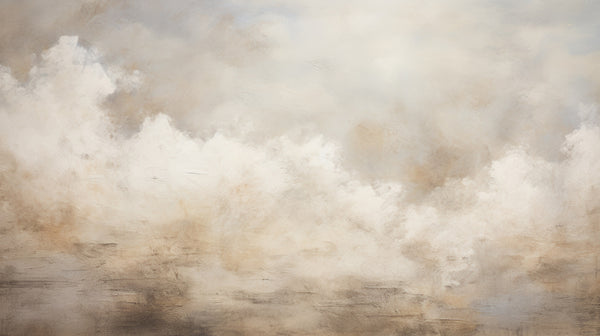 SÉRÉNITÉ PAYSAGE NUAGEUX ÉTHÉRÉE - Papier peint abstrait minimaliste avec béton et brouillard délicat