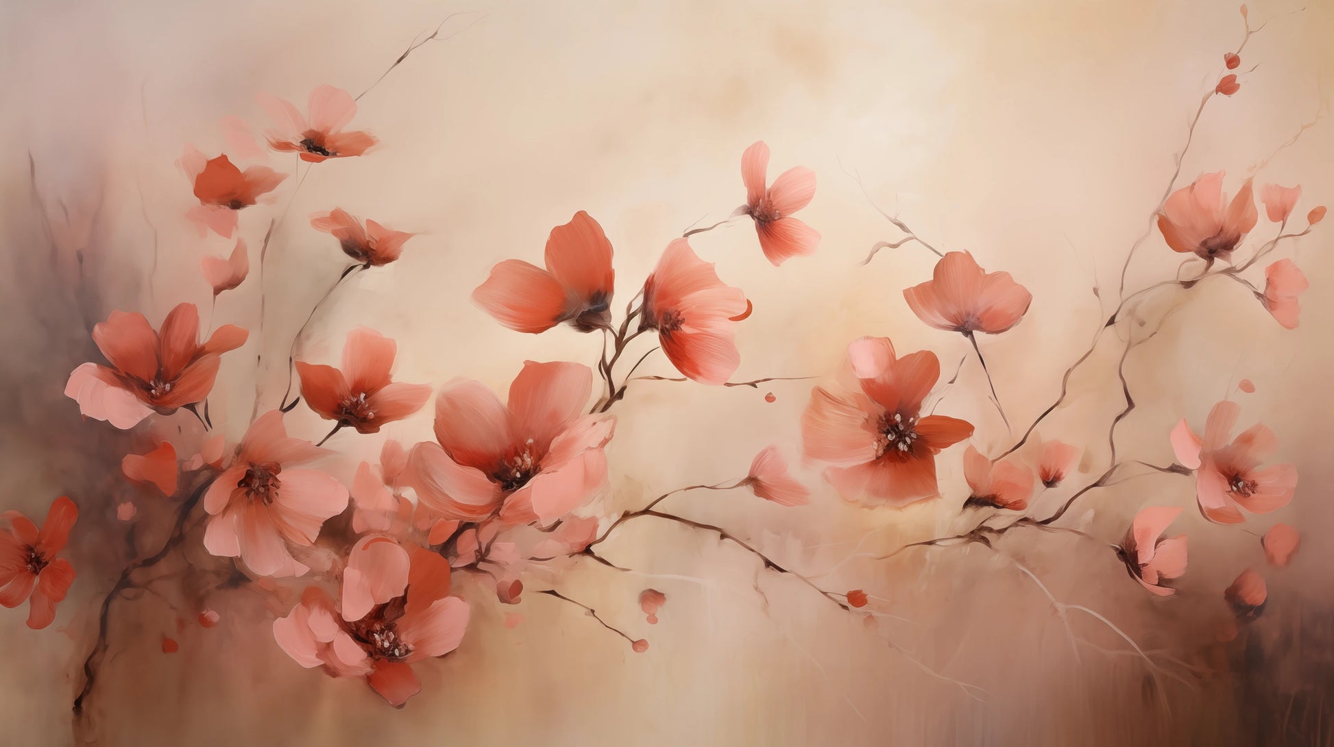 Prezentacja całego wzoru fototapety o nazwie Blush Petals