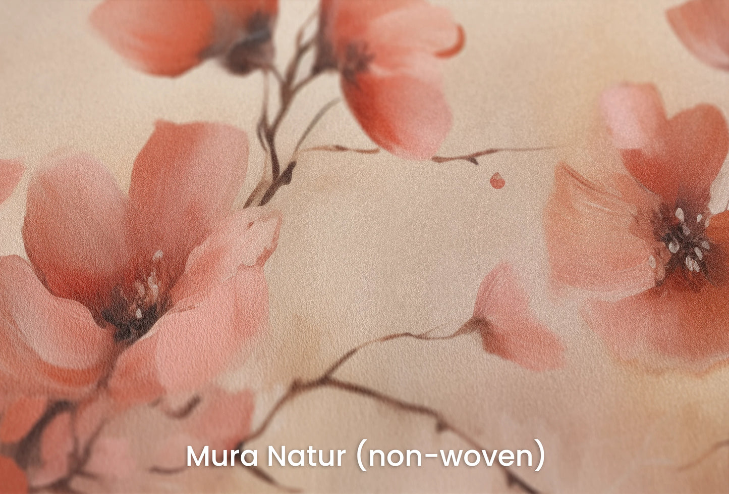 Zbliżenie na artystyczną fototapetę o nazwie Blush Petals na podłożu Mura Natur (non-woven) - naturalne i ekologiczne podłoże.