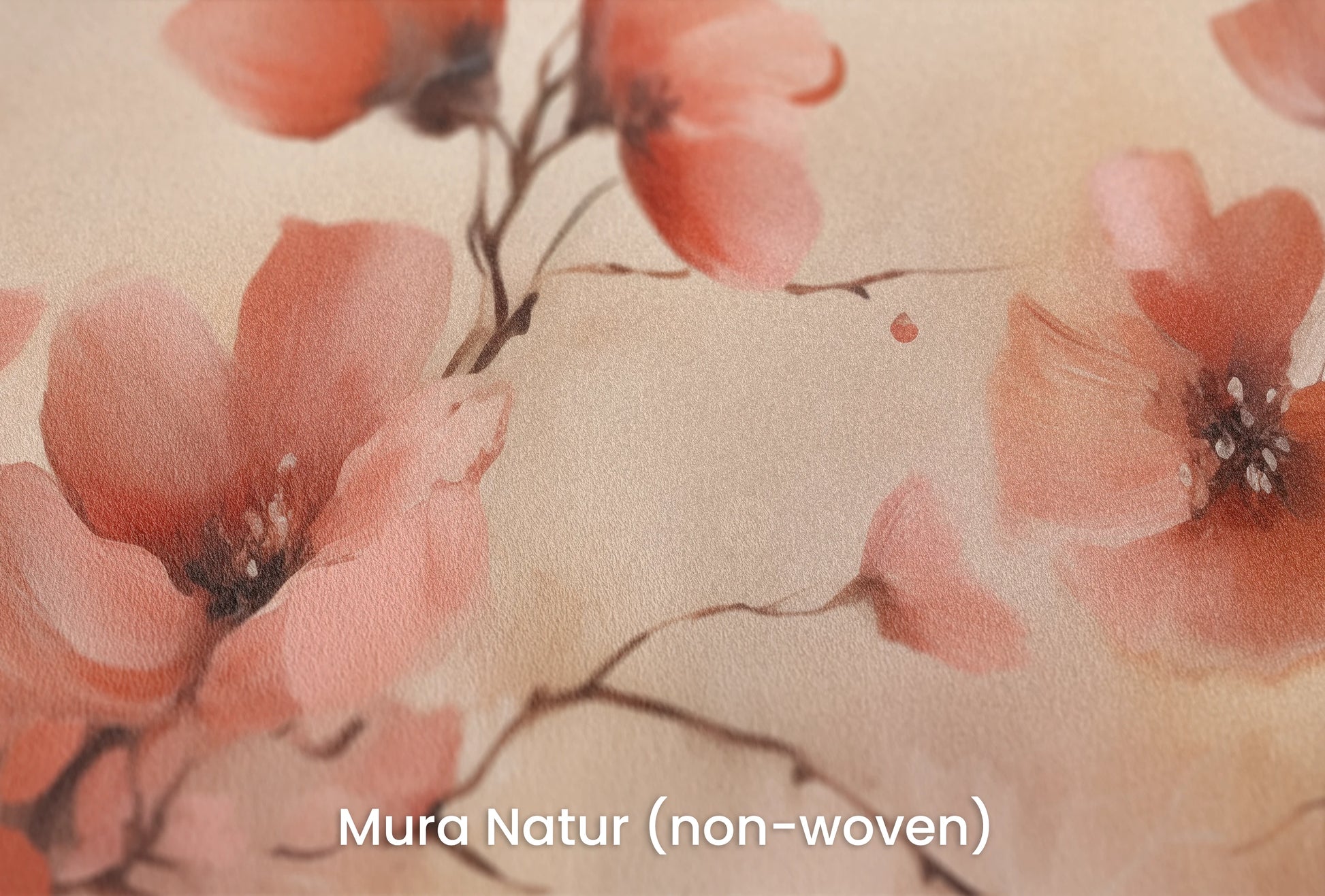 Zbliżenie na artystyczną fototapetę o nazwie Blush Petals na podłożu Mura Natur (non-woven) - naturalne i ekologiczne podłoże.
