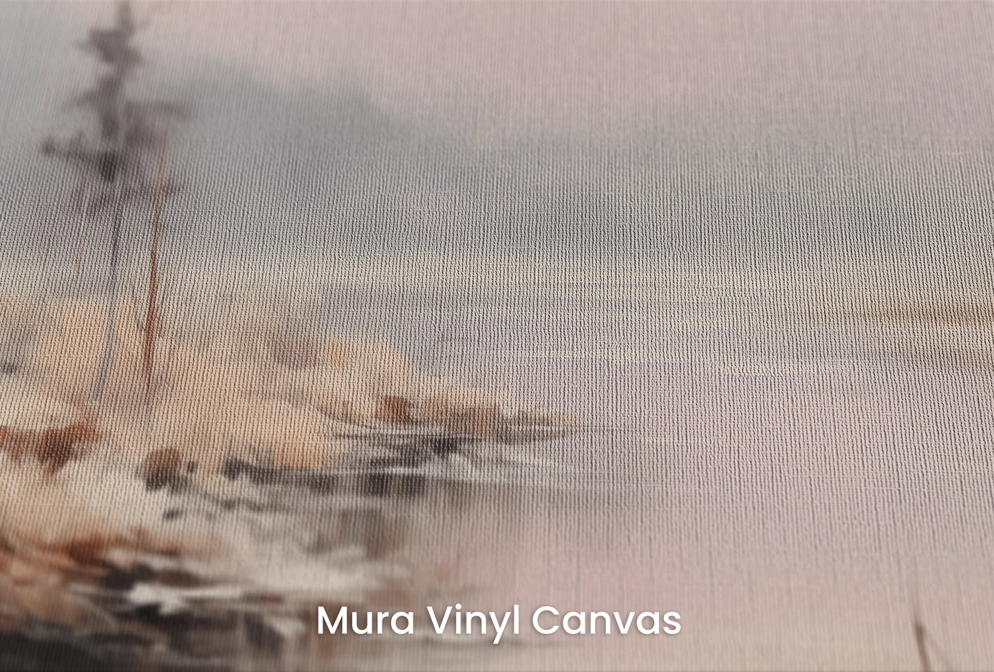 Zbliżenie na artystyczną fototapetę o nazwie Zorza nad Wodą na podłożu Mura Vinyl Canvas - faktura naturalnego płótna.