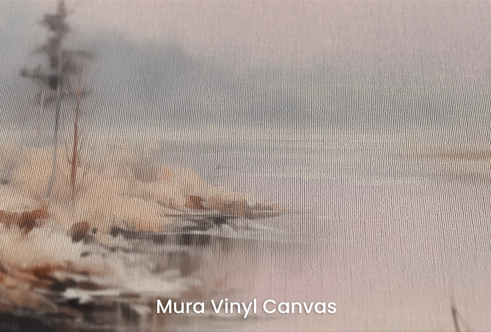 Zbliżenie na artystyczną fototapetę o nazwie Zorza nad Wodą na podłożu Mura Vinyl Canvas - faktura naturalnego płótna.