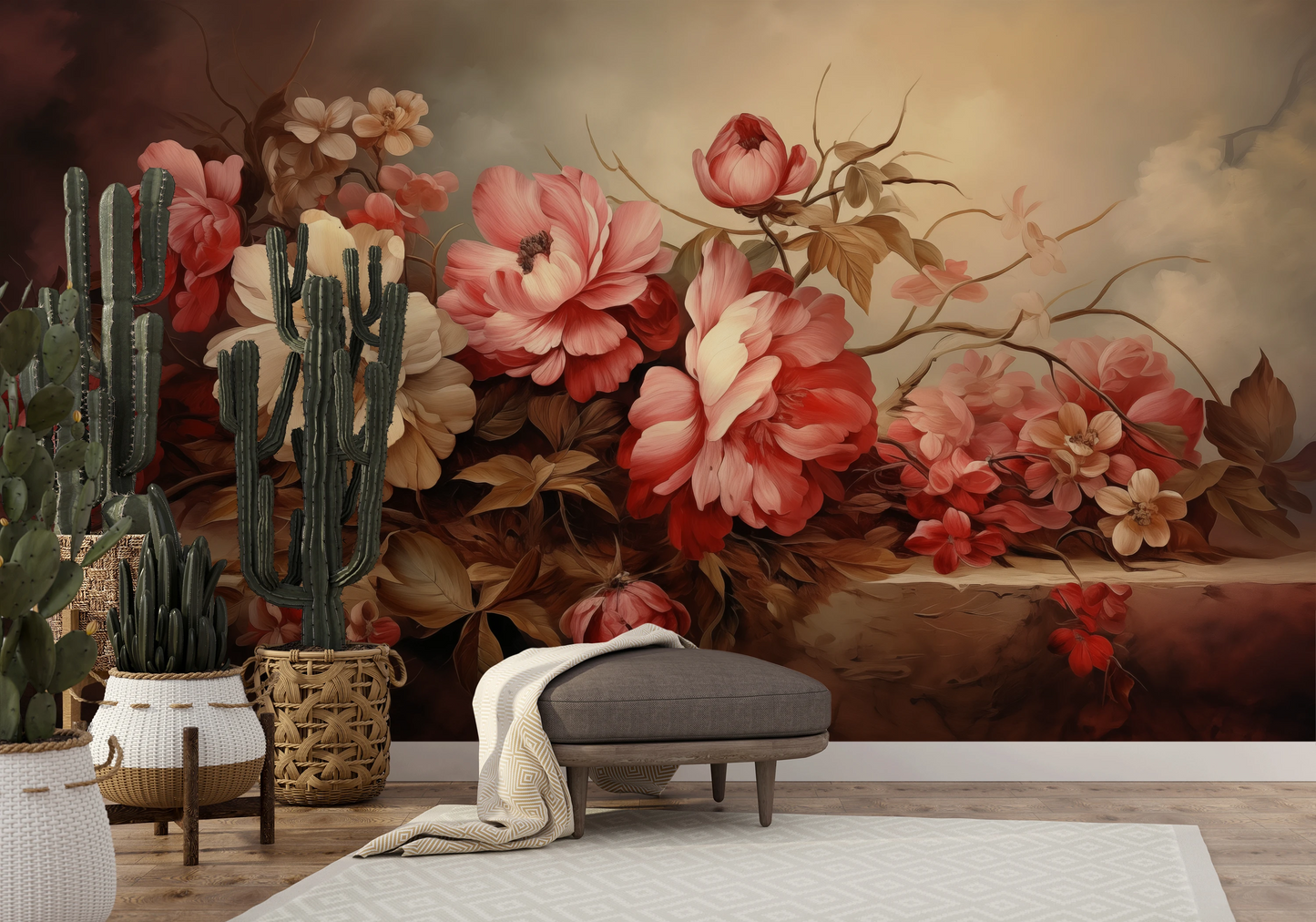 Fototapeta o nazwie Warm Floral Embrace użyta w aranzacji wnętrza.