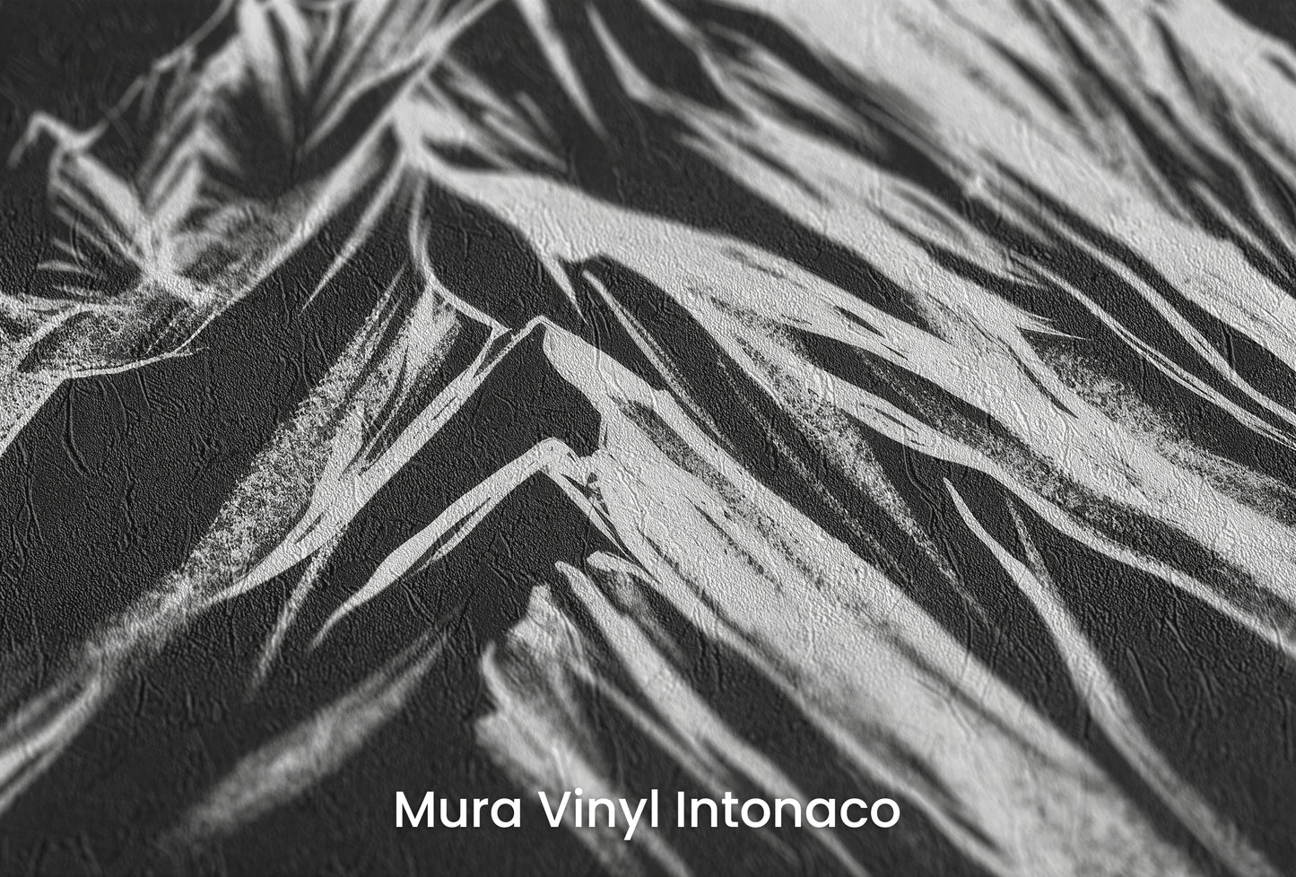 Zbliżenie na artystyczną fototapetę o nazwie Stark Contrast na podłożu Mura Vinyl Intonaco - struktura tartego tynku.