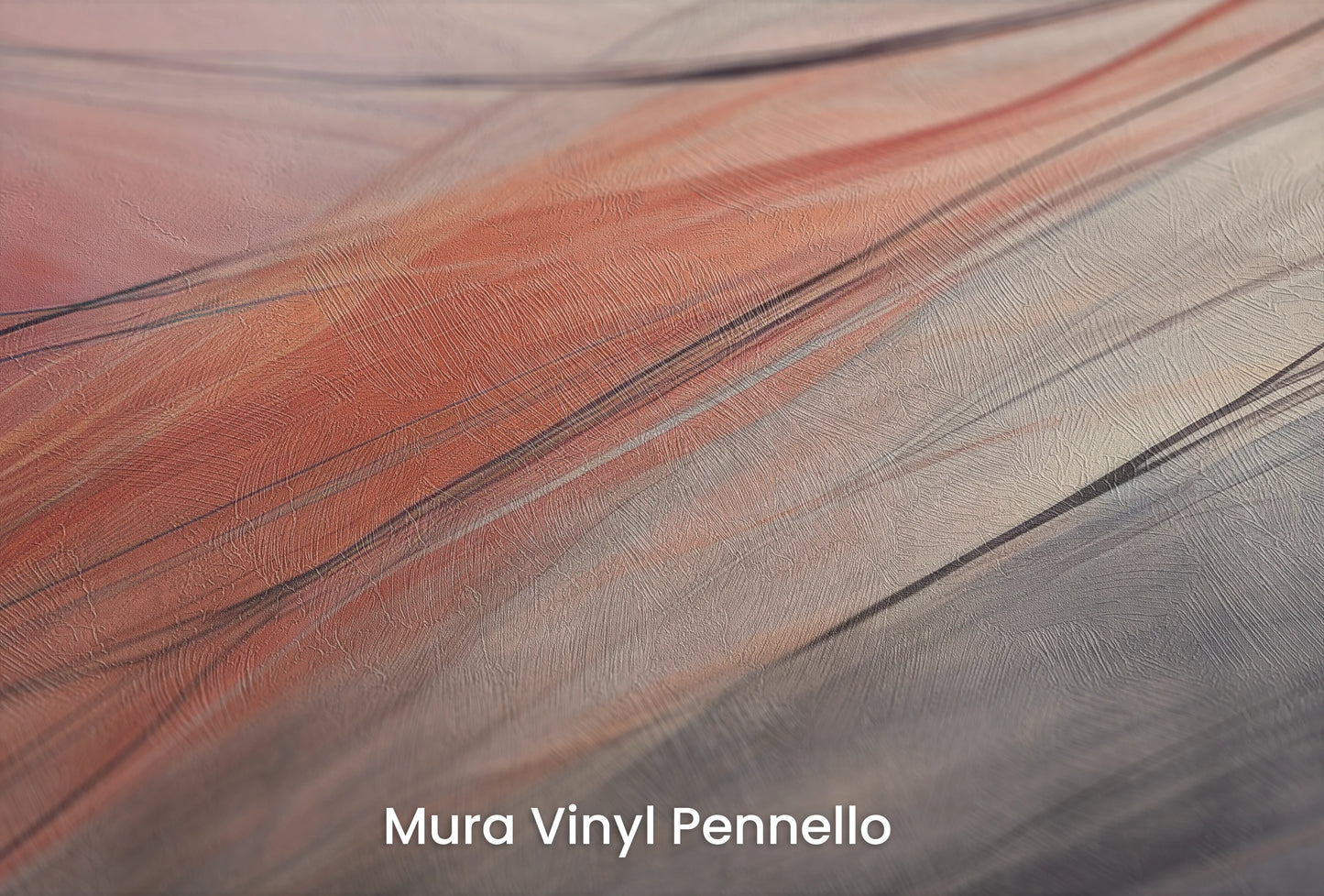 Zbliżenie na artystyczną fototapetę o nazwie Crimson Stream na podłożu Mura Vinyl Pennello - faktura pociągnięć pędzla malarskiego.