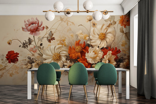 Wzór fototapety artystycznej o nazwie Autumn Elegance pokazanej w aranżacji wnętrza.