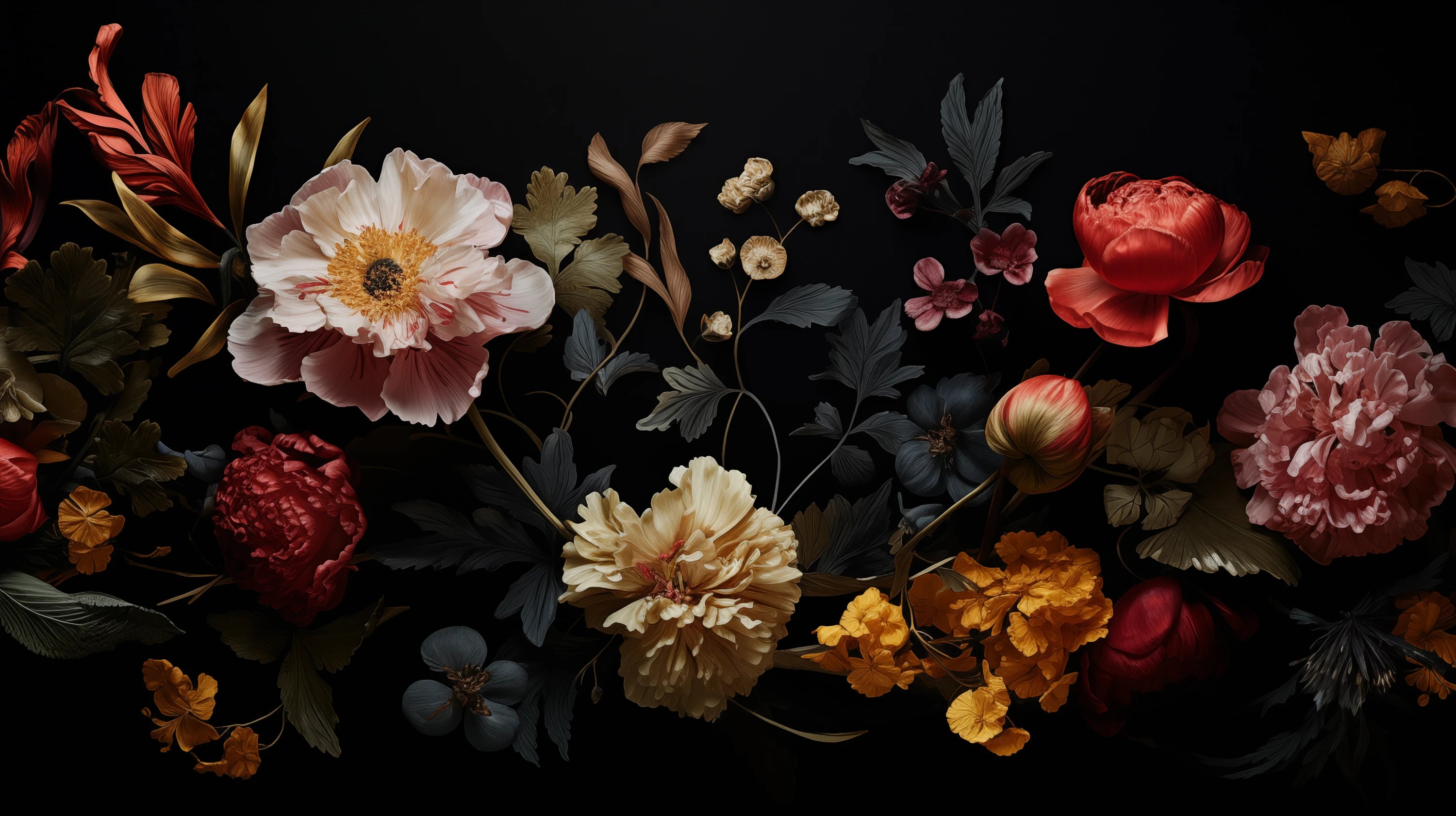 Pattern preview: Prezentacja całego wzoru fototapety o nazwie Nocturnal Blooms