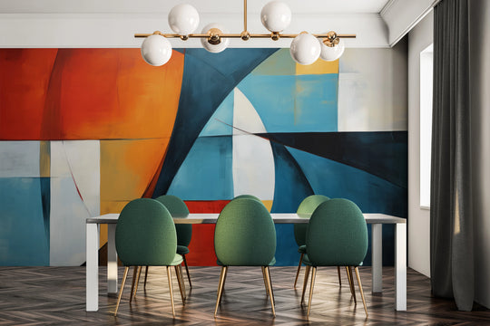 Wzór fototapety artystycznej o nazwie Vibrant Abstraction pokazanej w aranżacji wnętrza.