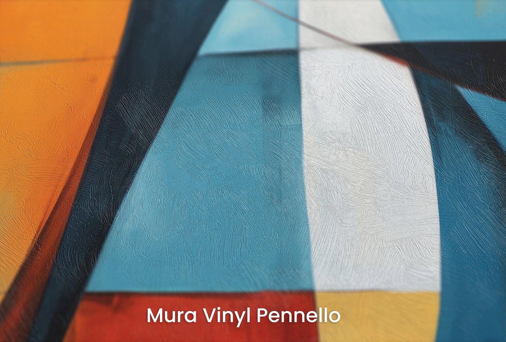 Zbliżenie na artystyczną fototapetę o nazwie Vibrant Abstraction na podłożu Mura Vinyl Pennello - faktura pociągnięć pędzla malarskiego.