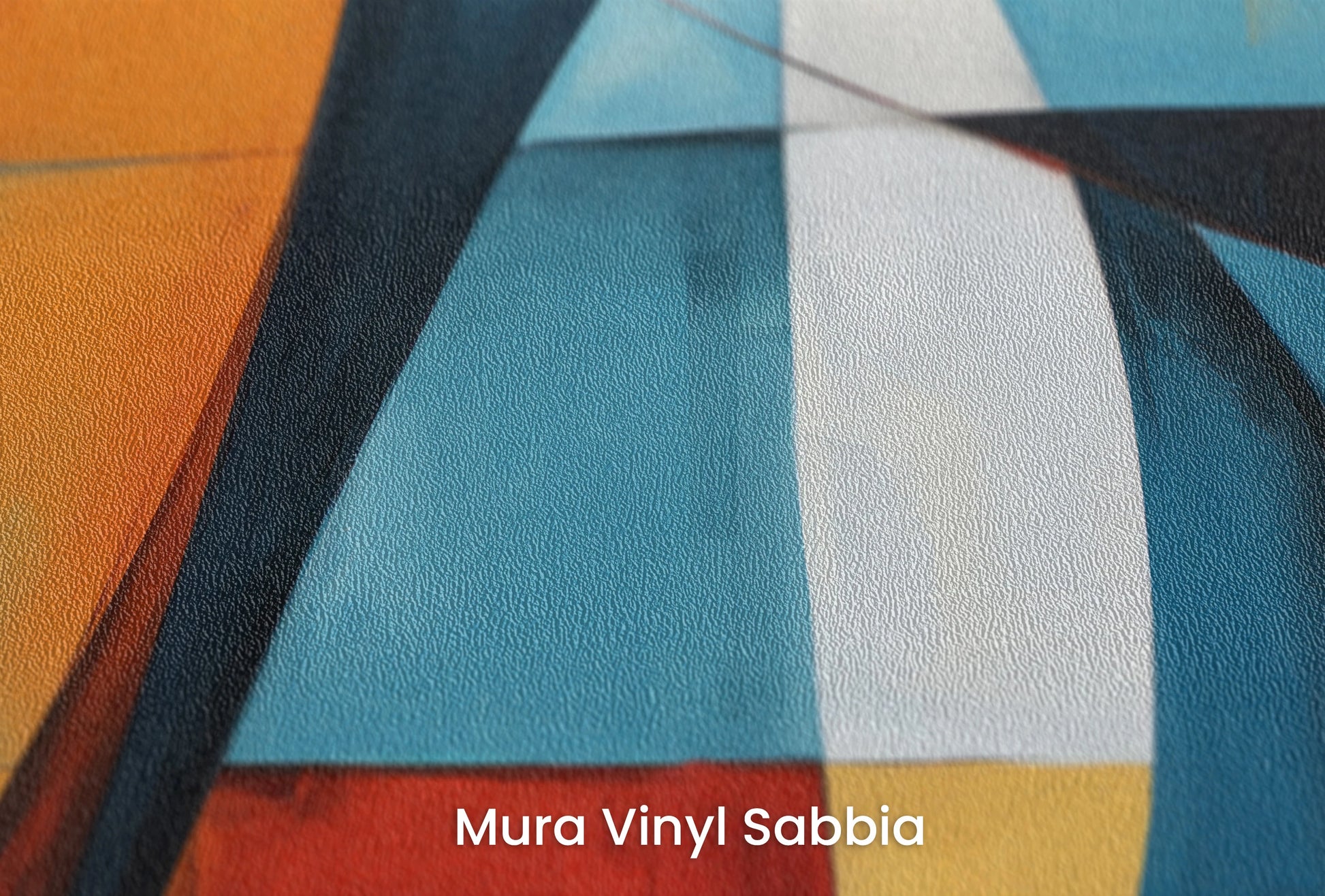 Zbliżenie na artystyczną fototapetę o nazwie Vibrant Abstraction na podłożu Mura Vinyl Sabbia struktura grubego ziarna piasku.