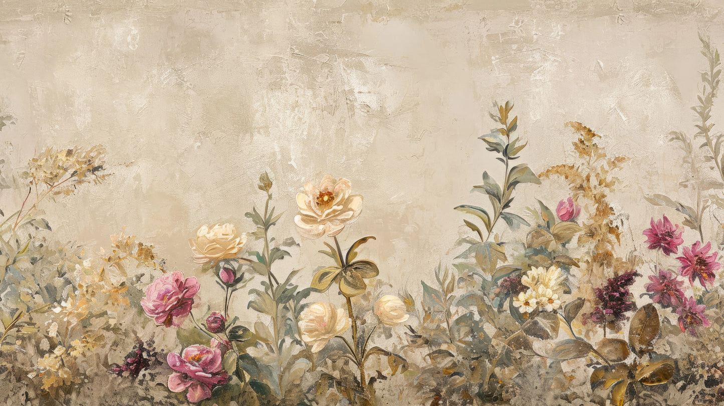 Prezentacja całego wzoru fototapety o nazwie Vintage Floral Tapestry