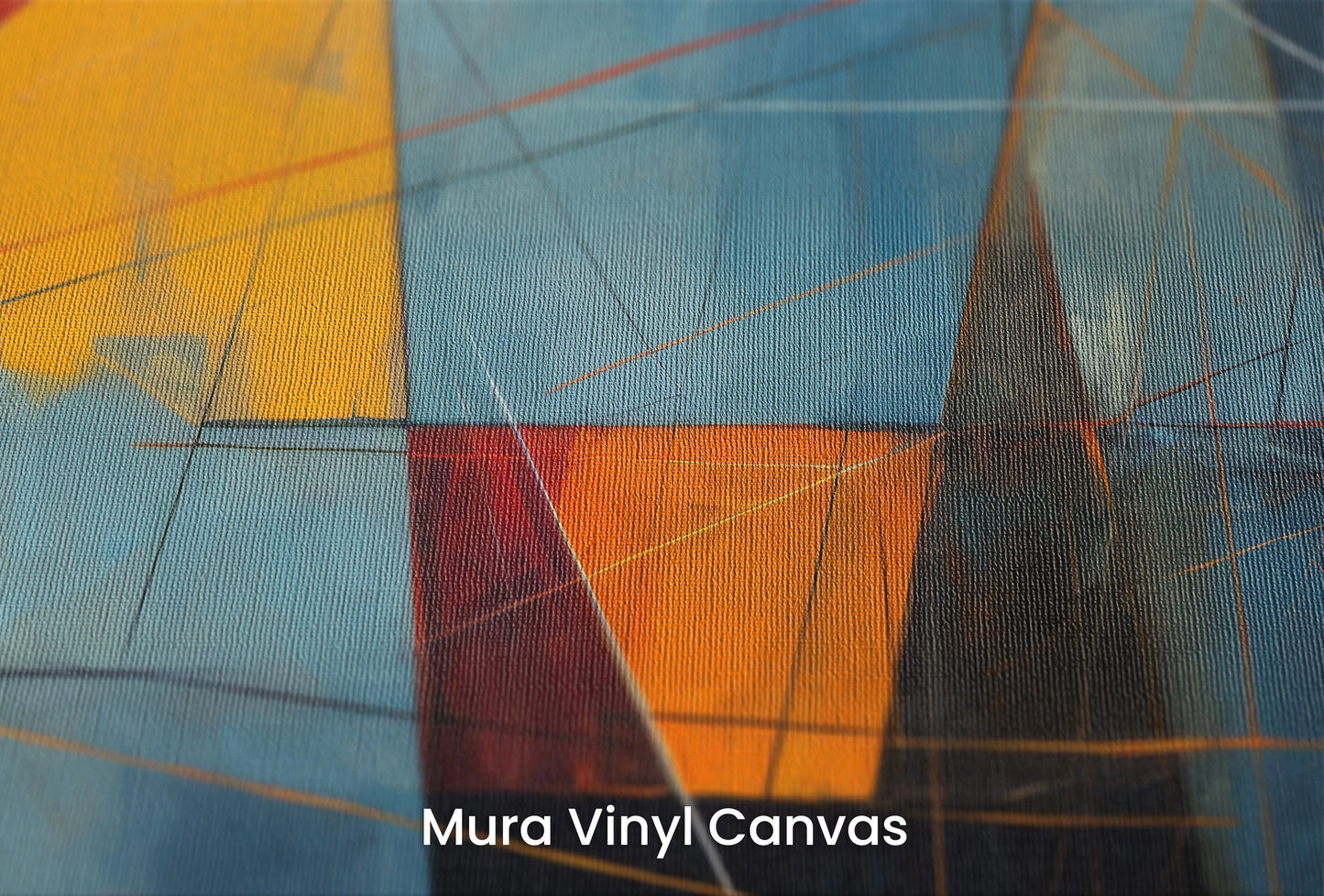 Zbliżenie na artystyczną fototapetę o nazwie Dark Triangles na podłożu Mura Vinyl Canvas - faktura naturalnego płótna.