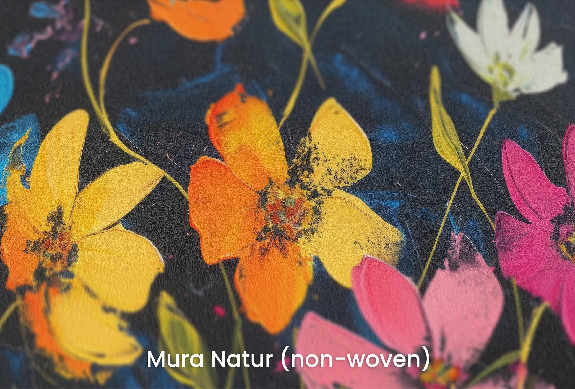Zbliżenie na artystyczną fototapetę o nazwie Cosmic Garden na podłożu Mura Natur (non-woven) - naturalne i ekologiczne podłoże.