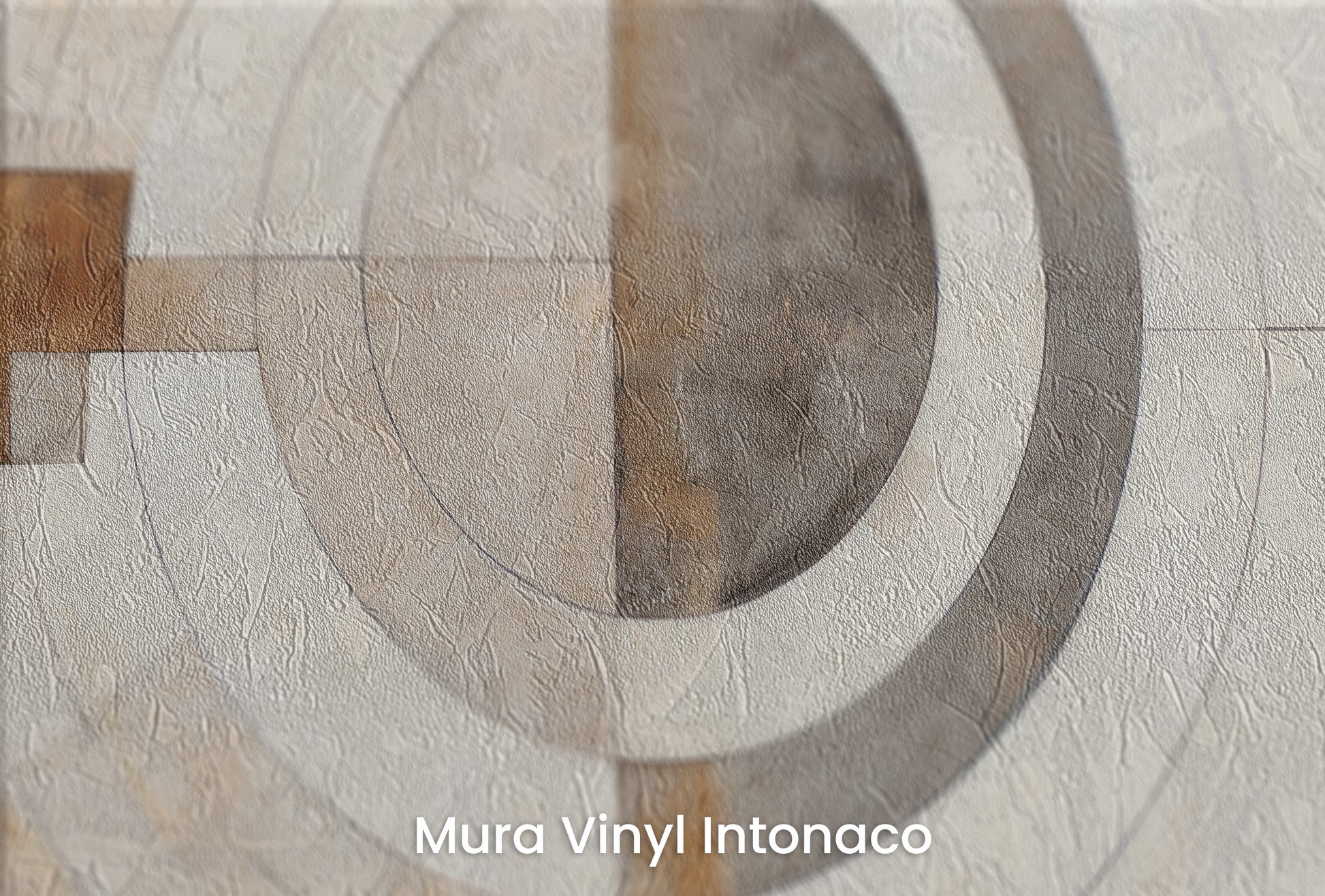Zbliżenie na artystyczną fototapetę o nazwie ARCHITECTURAL ORBITAL DESIGN #2 na podłożu Mura Vinyl Intonaco - struktura tartego tynku.