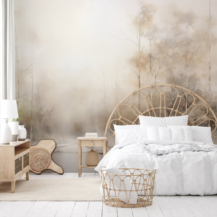 Wzór fototapety artystycznej o nazwie SERENE WATERS EDGE MURAL pokazanej w aranżacji wnętrza.