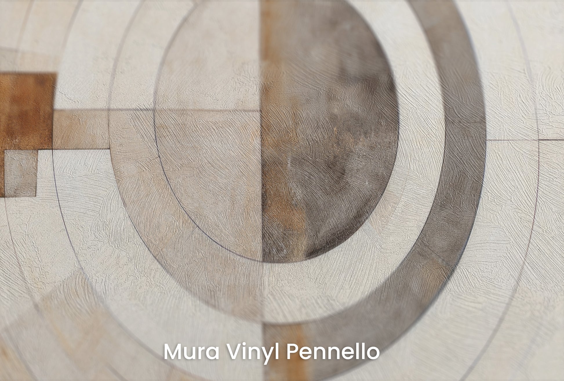 Zbliżenie na artystyczną fototapetę o nazwie ARCHITECTURAL ORBITAL DESIGN #2 na podłożu Mura Vinyl Pennello - faktura pociągnięć pędzla malarskiego.