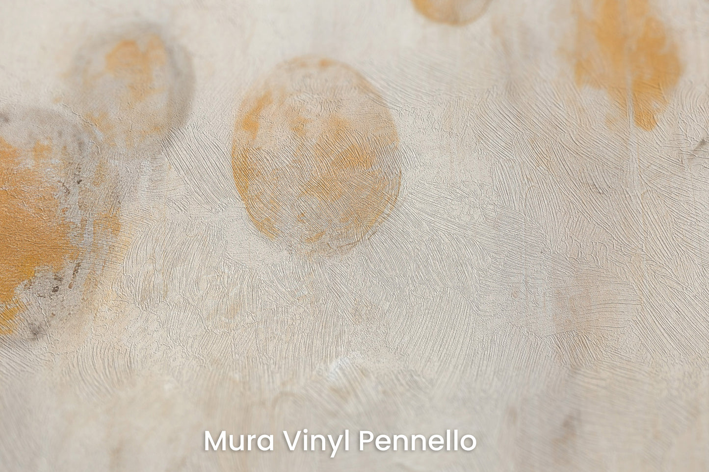 Zbliżenie na artystyczną fototapetę o nazwie ETHEREAL EARTHEN ORBS na podłożu Mura Vinyl Pennello - faktura pociągnięć pędzla malarskiego.