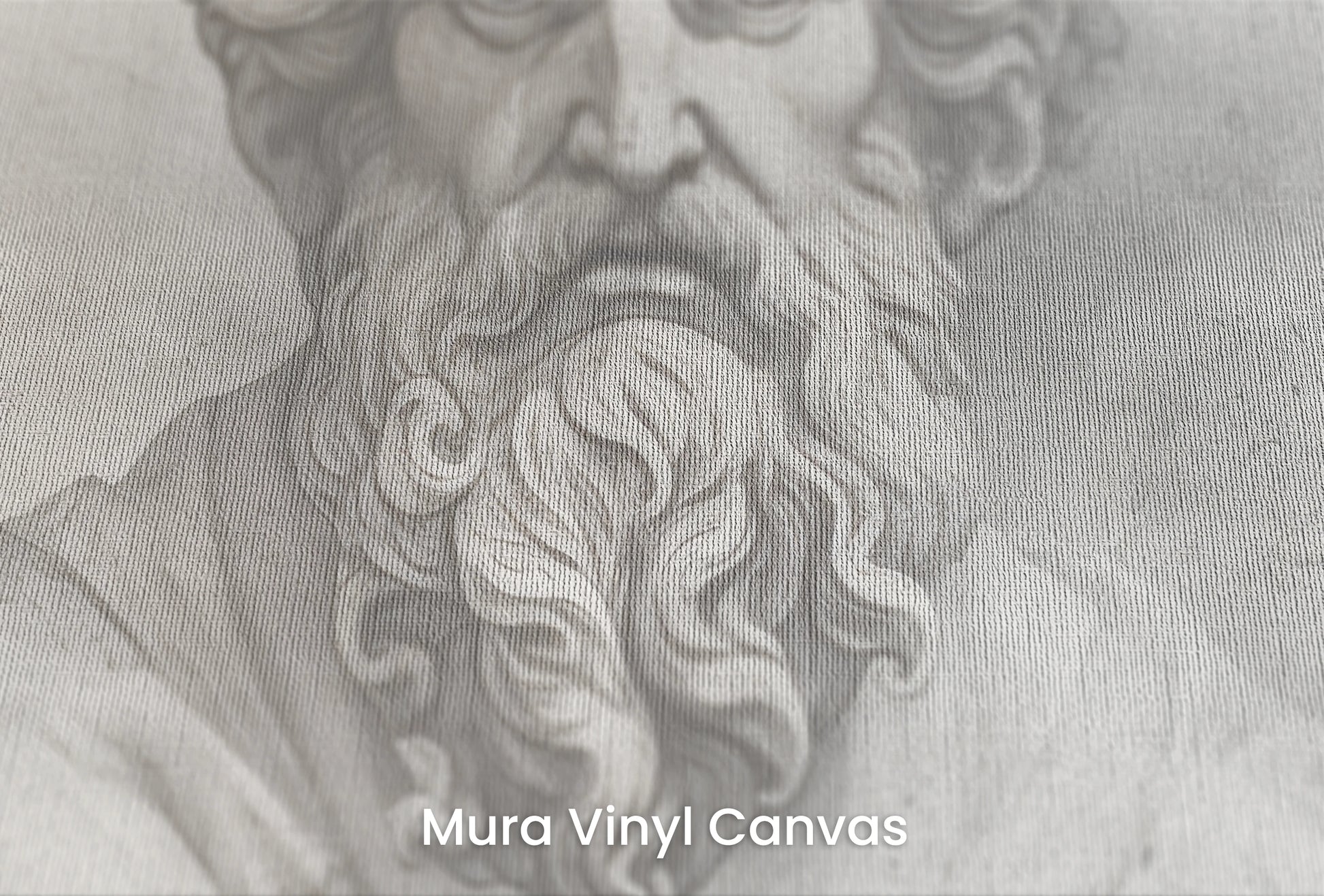 Zbliżenie na artystyczną fototapetę o nazwie Epicurus's Legacy na podłożu Mura Vinyl Canvas - faktura naturalnego płótna.