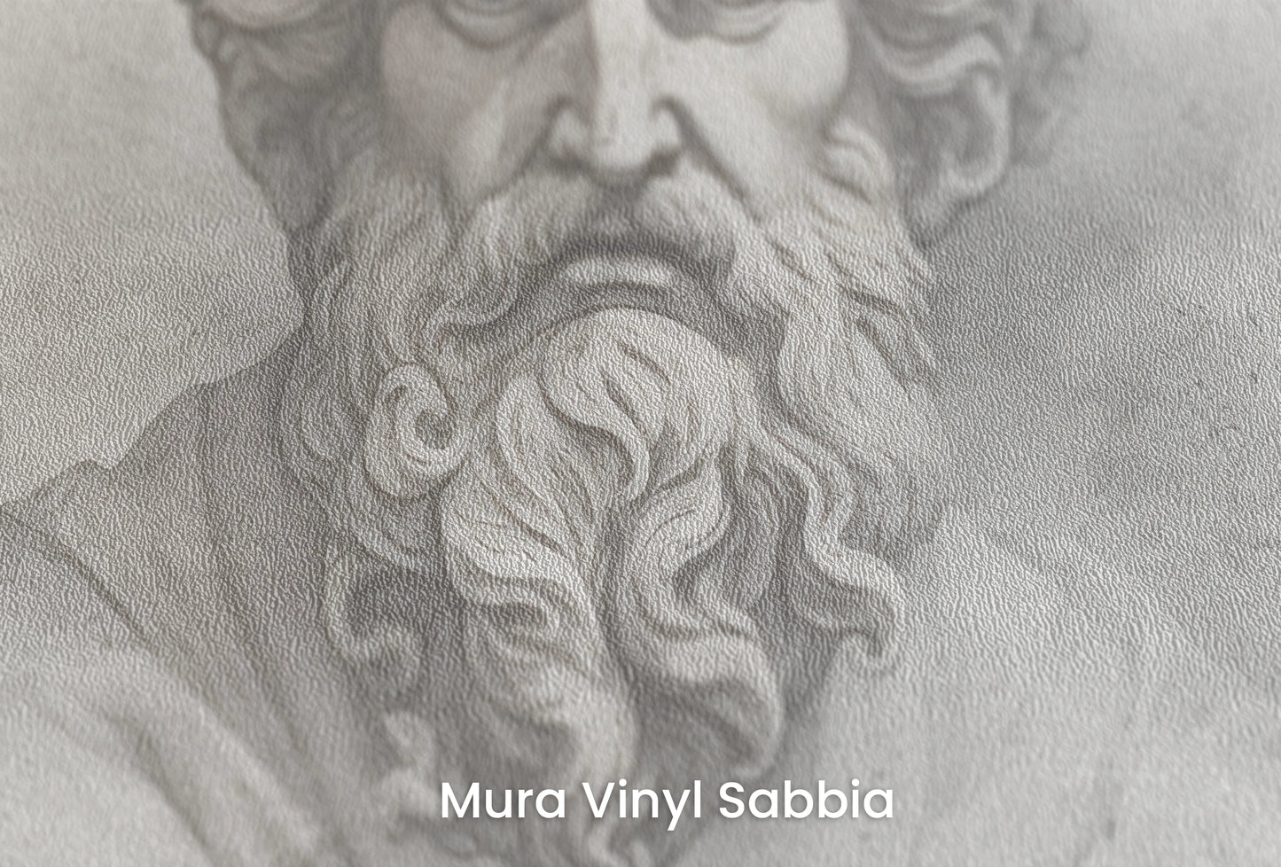 Zbliżenie na artystyczną fototapetę o nazwie Epicurus's Legacy na podłożu Mura Vinyl Sabbia struktura grubego ziarna piasku.