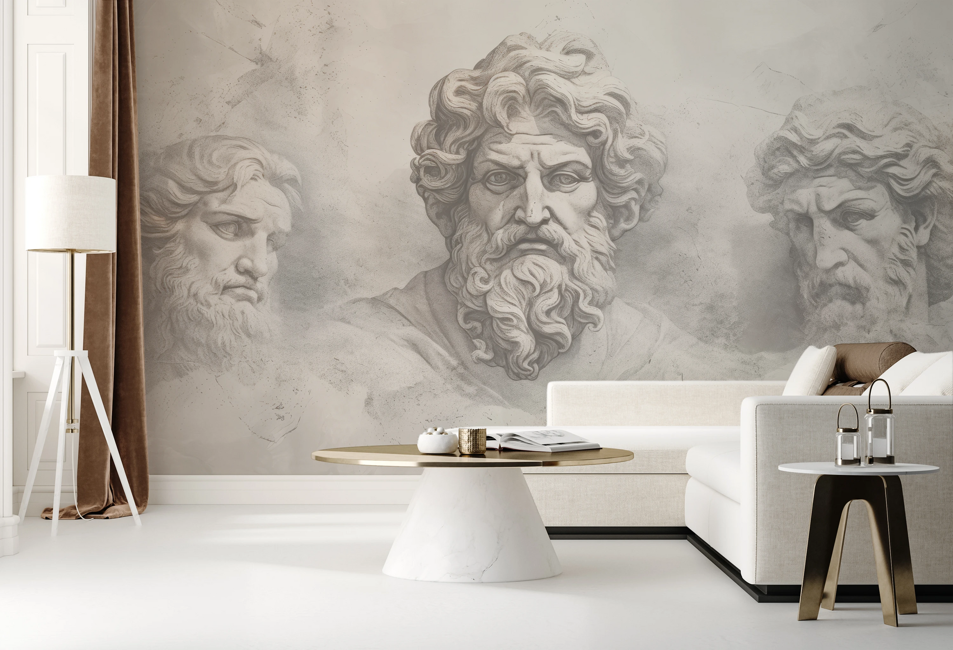 Fototapeta artystyczna o nazwie Epicurus's Legacy pokazana w aranżacji wnętrza.