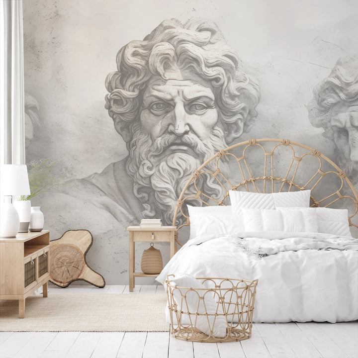Wzór fototapety malowanej o nazwie Epicurus's Legacy pokazanej w aranżacji wnętrza.