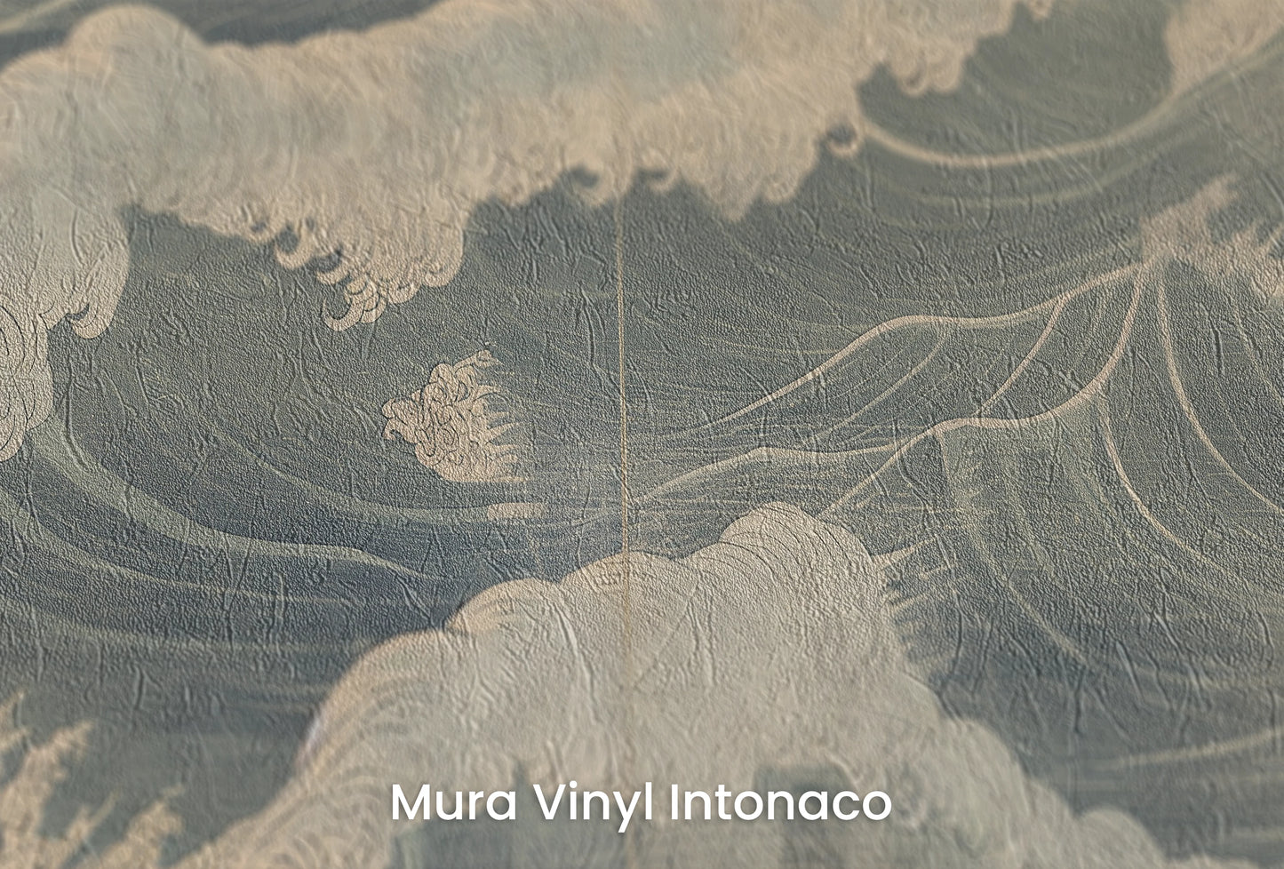 Zbliżenie na artystyczną fototapetę o nazwie Nocturnal Waves na podłożu Mura Vinyl Intonaco - struktura tartego tynku.