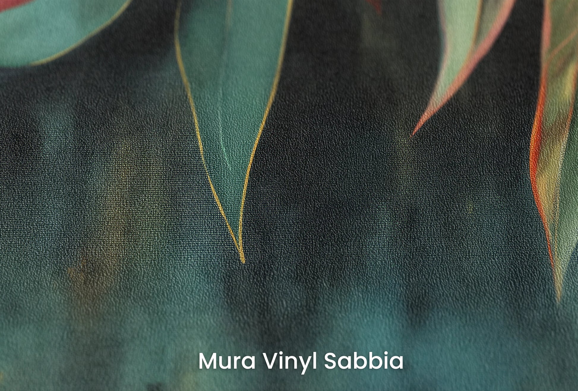 Zbliżenie na artystyczną fototapetę o nazwie Vibrant Fall na podłożu Mura Vinyl Sabbia struktura grubego ziarna piasku.