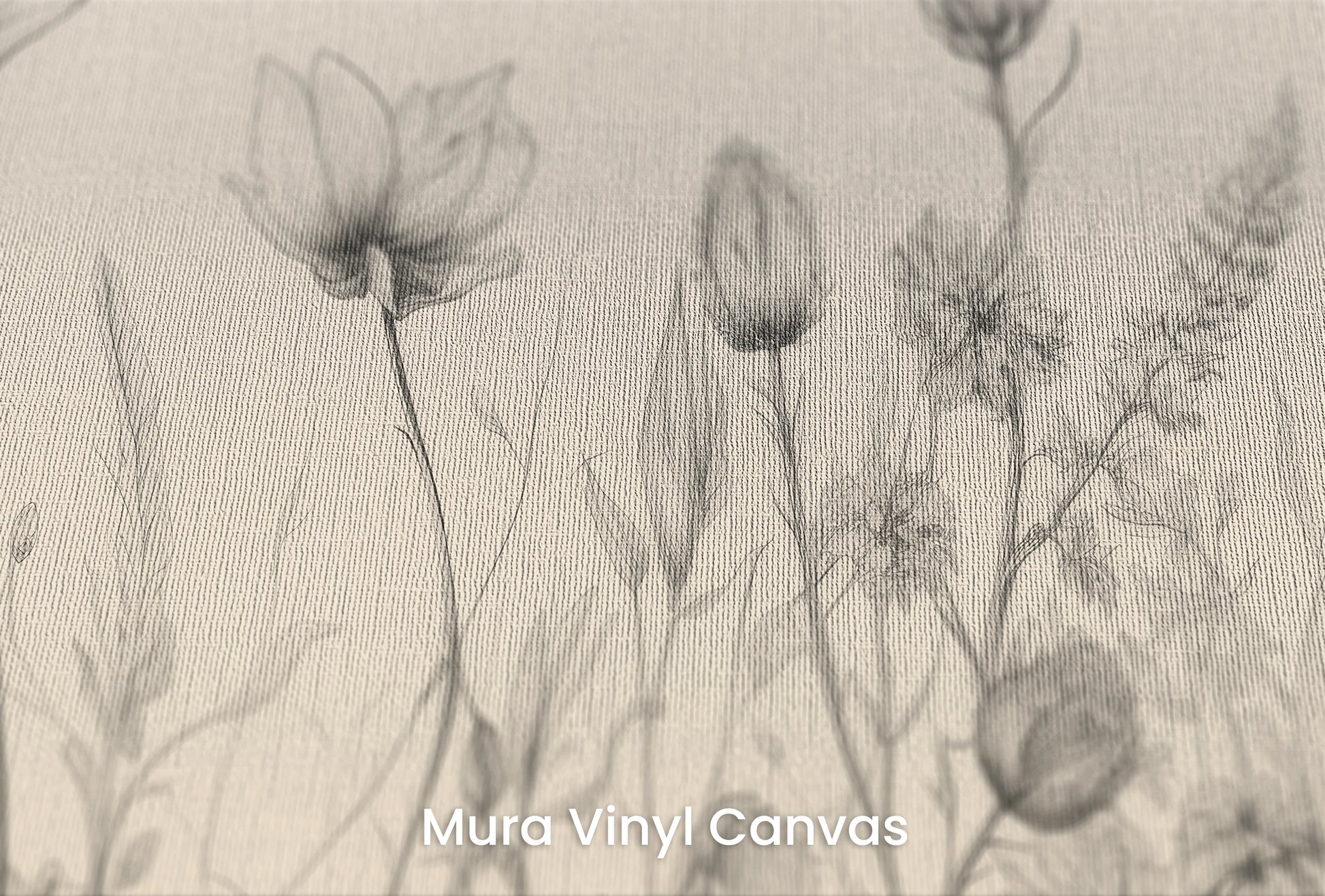 Zbliżenie na artystyczną fototapetę o nazwie Herbaceous Illustration na podłożu Mura Vinyl Canvas - faktura naturalnego płótna.
