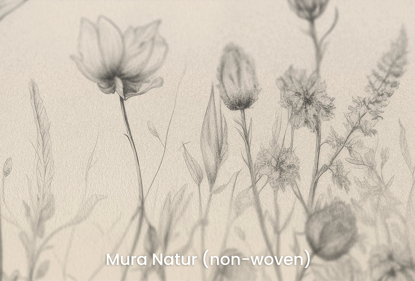 Zbliżenie na artystyczną fototapetę o nazwie Herbaceous Illustration na podłożu Mura Natur (non-woven) - naturalne i ekologiczne podłoże.