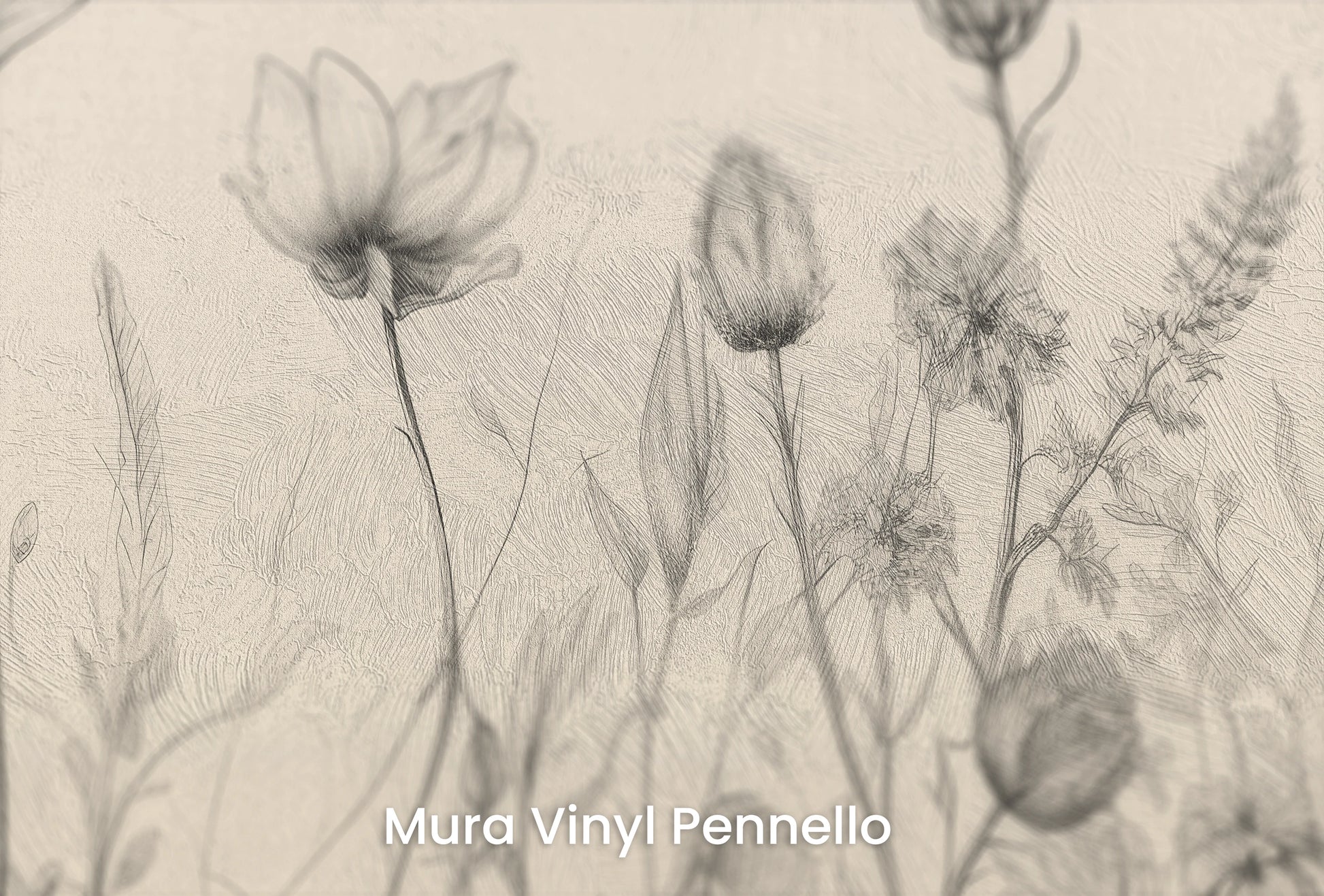 Zbliżenie na artystyczną fototapetę o nazwie Herbaceous Illustration na podłożu Mura Vinyl Pennello - faktura pociągnięć pędzla malarskiego.