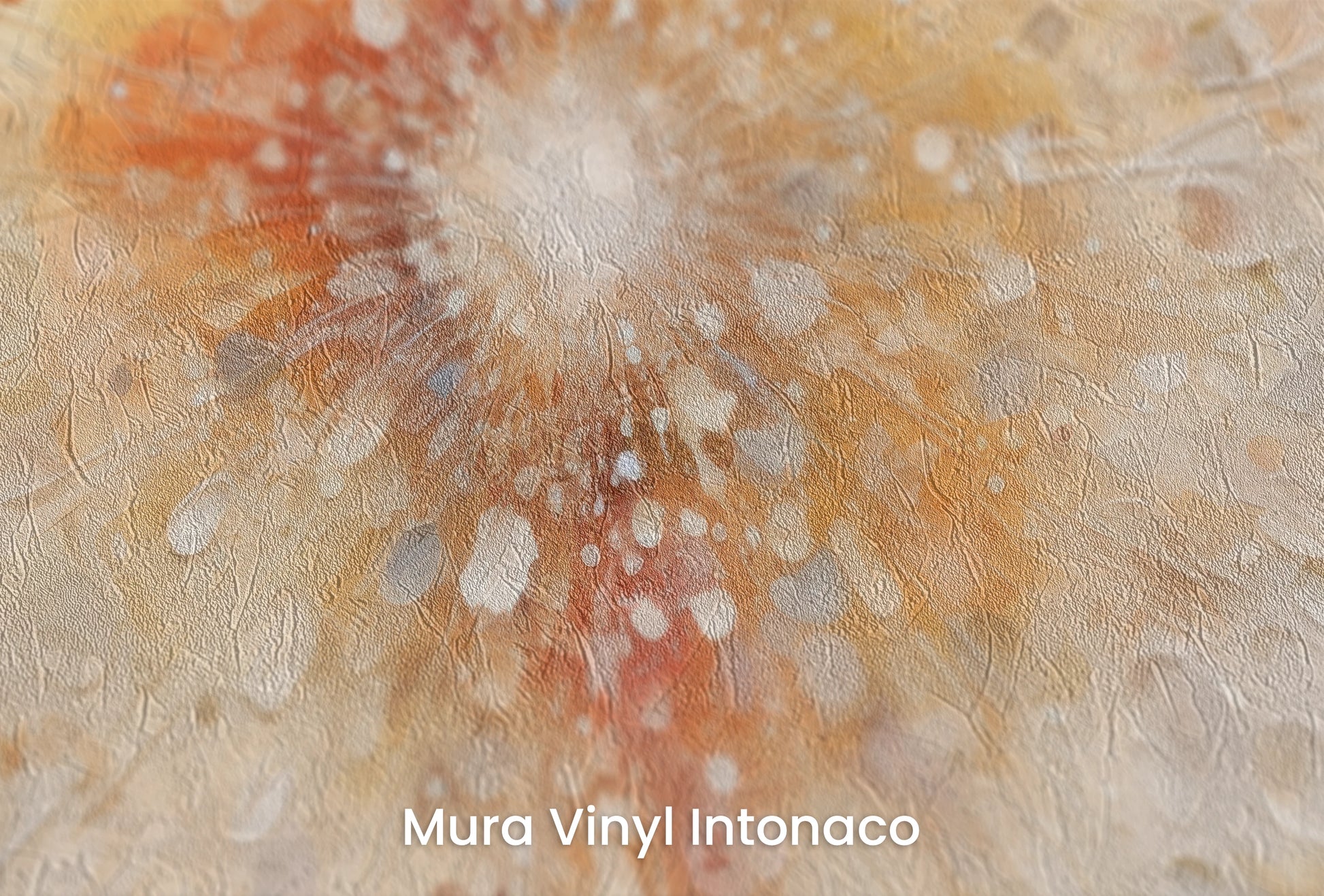 Zbliżenie na artystyczną fototapetę o nazwie Desert Bloom na podłożu Mura Vinyl Intonaco - struktura tartego tynku.