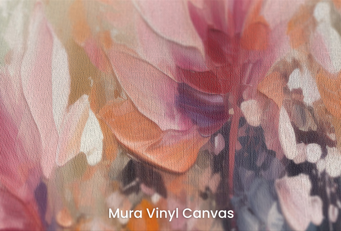 Zbliżenie na artystyczną fototapetę o nazwie Dreamy Floral Abstraction na podłożu Mura Vinyl Canvas - faktura naturalnego płótna.