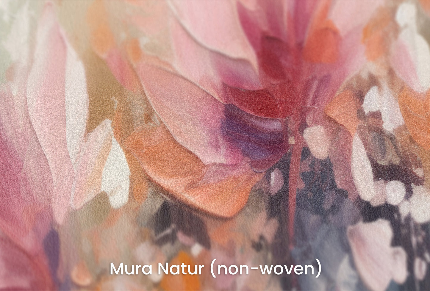 Zbliżenie na artystyczną fototapetę o nazwie Dreamy Floral Abstraction na podłożu Mura Natur (non-woven) - naturalne i ekologiczne podłoże.