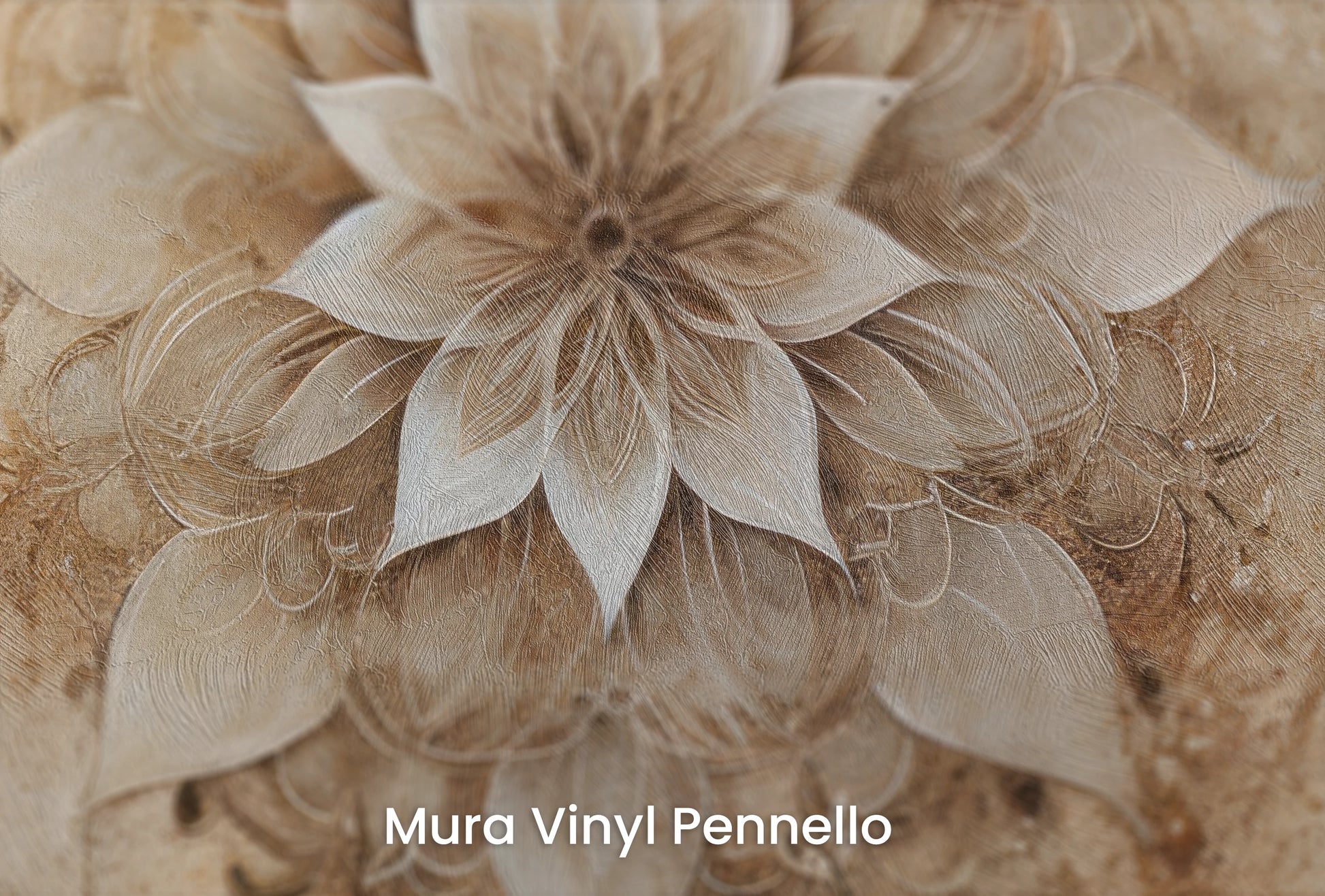 Zbliżenie na artystyczną fototapetę o nazwie Verdant Geometrics na podłożu Mura Vinyl Pennello - faktura pociągnięć pędzla malarskiego.