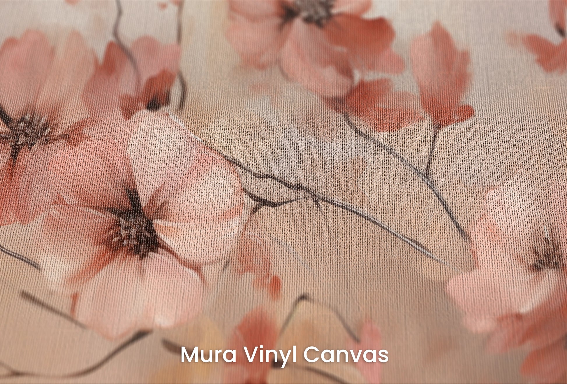 Zbliżenie na artystyczną fototapetę o nazwie Subtle Coral Charms na podłożu Mura Vinyl Canvas - faktura naturalnego płótna.